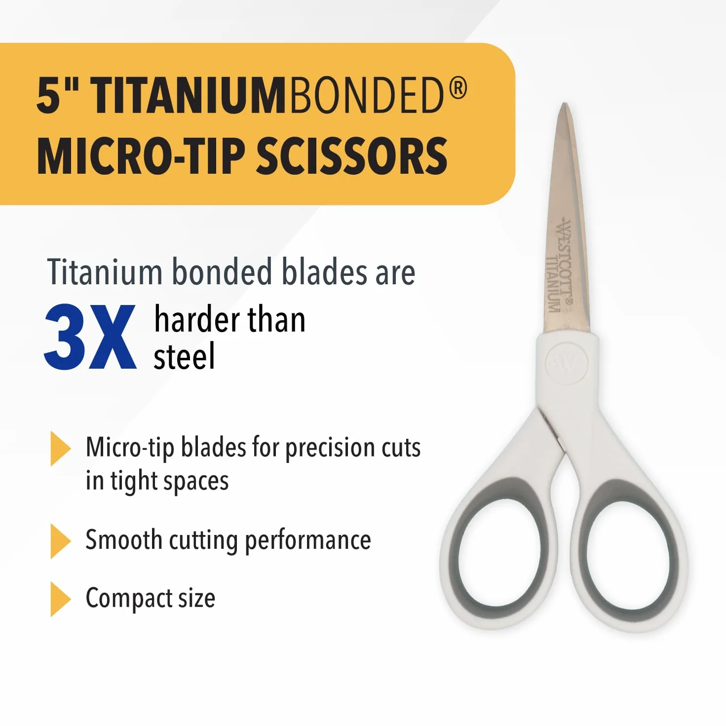 Westcott Titanium Bonded Micro-Tip Straight Scissors 5"-