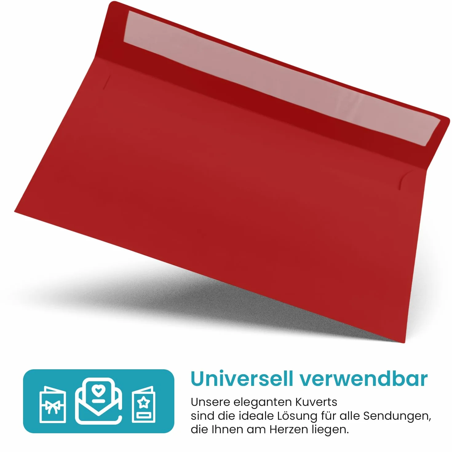 Netuno 25 czerwonych kopert DIN podłużnych 11 x 22 cm 120 g designerskie koperty szlachetne kolorowe koperty na zaproszenia ślub urodziny Boże Narodzenie wysokiej jakości koperty DL red envelope