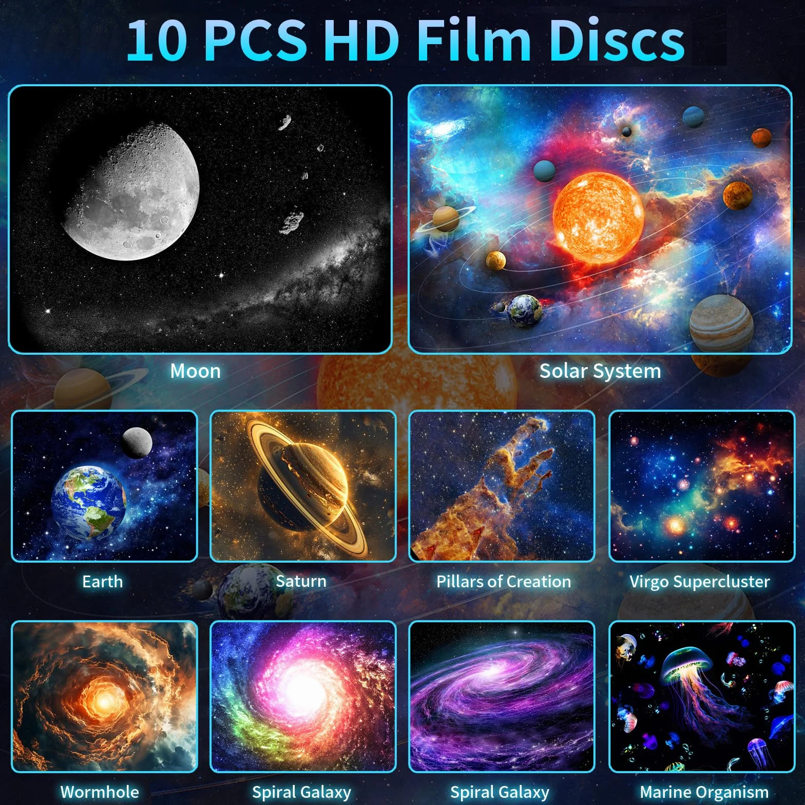 Projektor Star 8. generacji Galaxy HD planetarium lampka nocna obracana 360° mgła z regulowanym przyciskiem i timerem