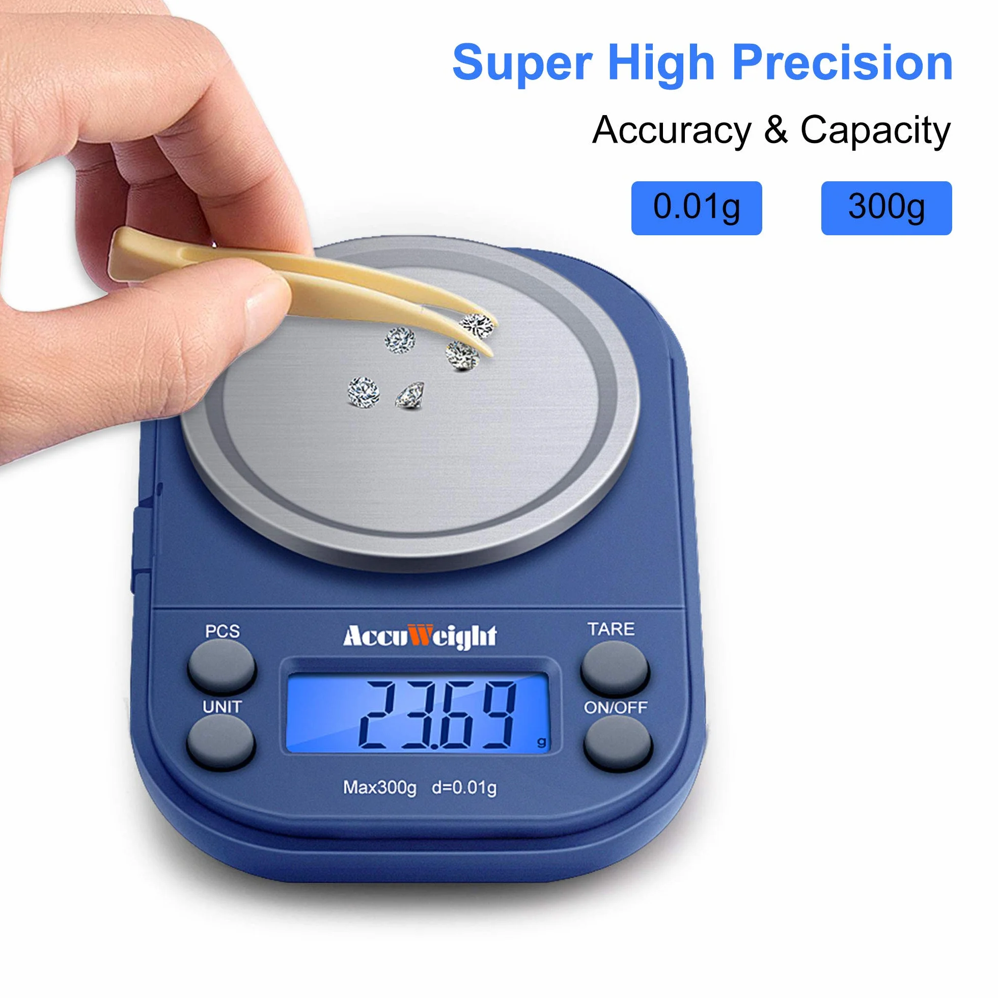 ACCUWEIGHT 300/0,01 g waga jubilerska precyzyjna z funkcją liczenia