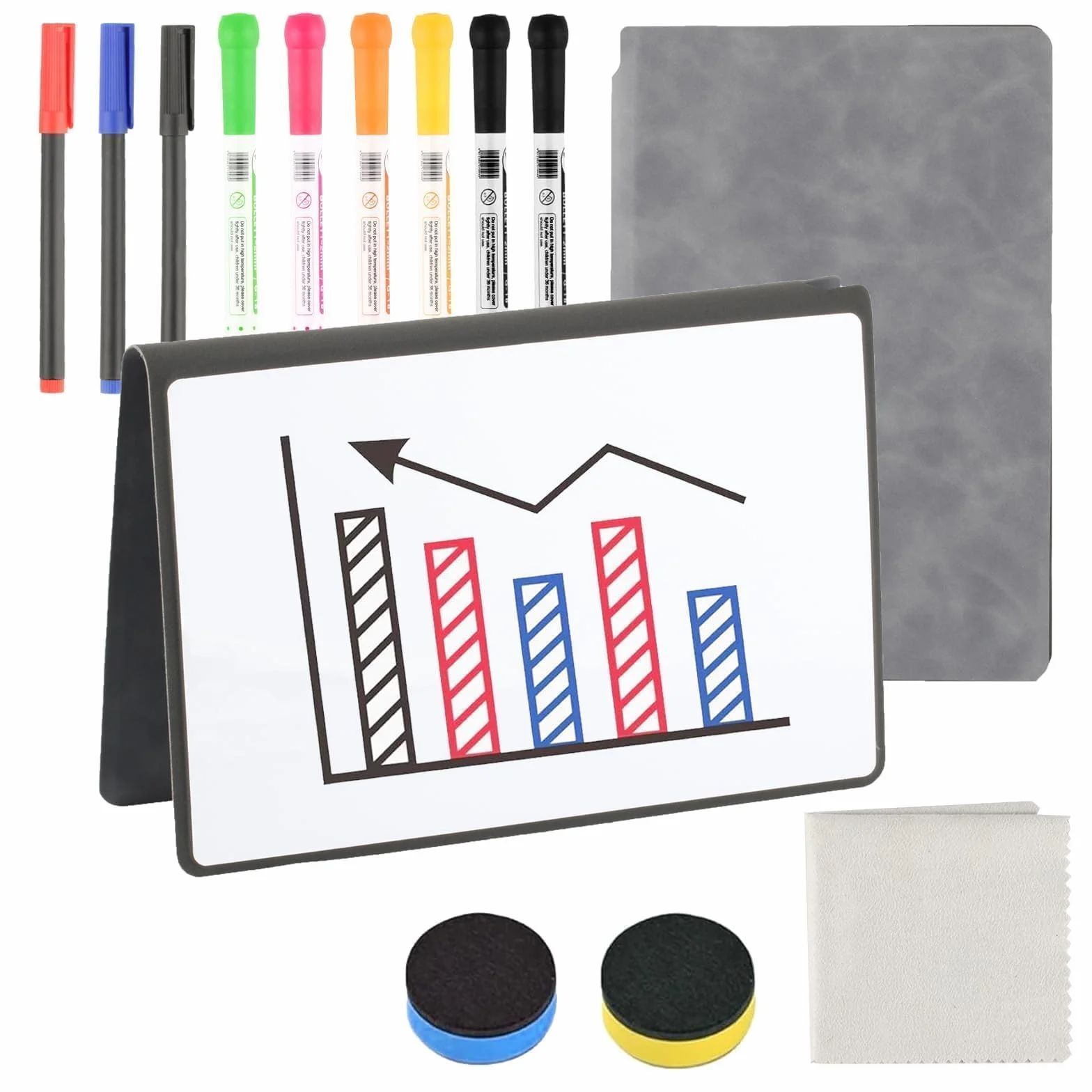 Mini Whiteboard A5, A5 Whiteboard Notatnik Notatnik, Małe Przenośne Zmywalne Tablica Biała dla Biura Szkoły Domu Biurko Listy, z Piskami i Gumką do Lamania