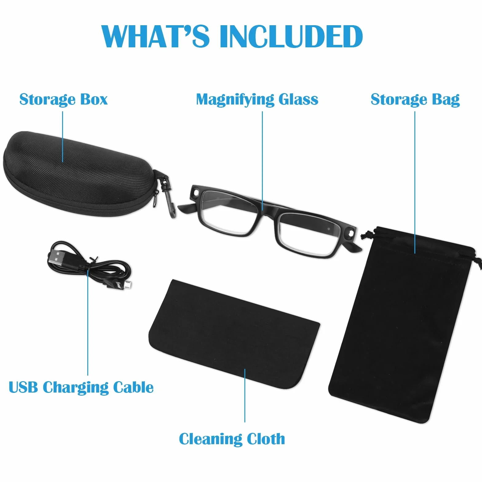 NZQXJXZ 200% lupy ze światłem, ładowane przez USB, podświetlane okulary powiększające LED, bez użycia rąk, do pracy, hobby, czytania, rzemiosła