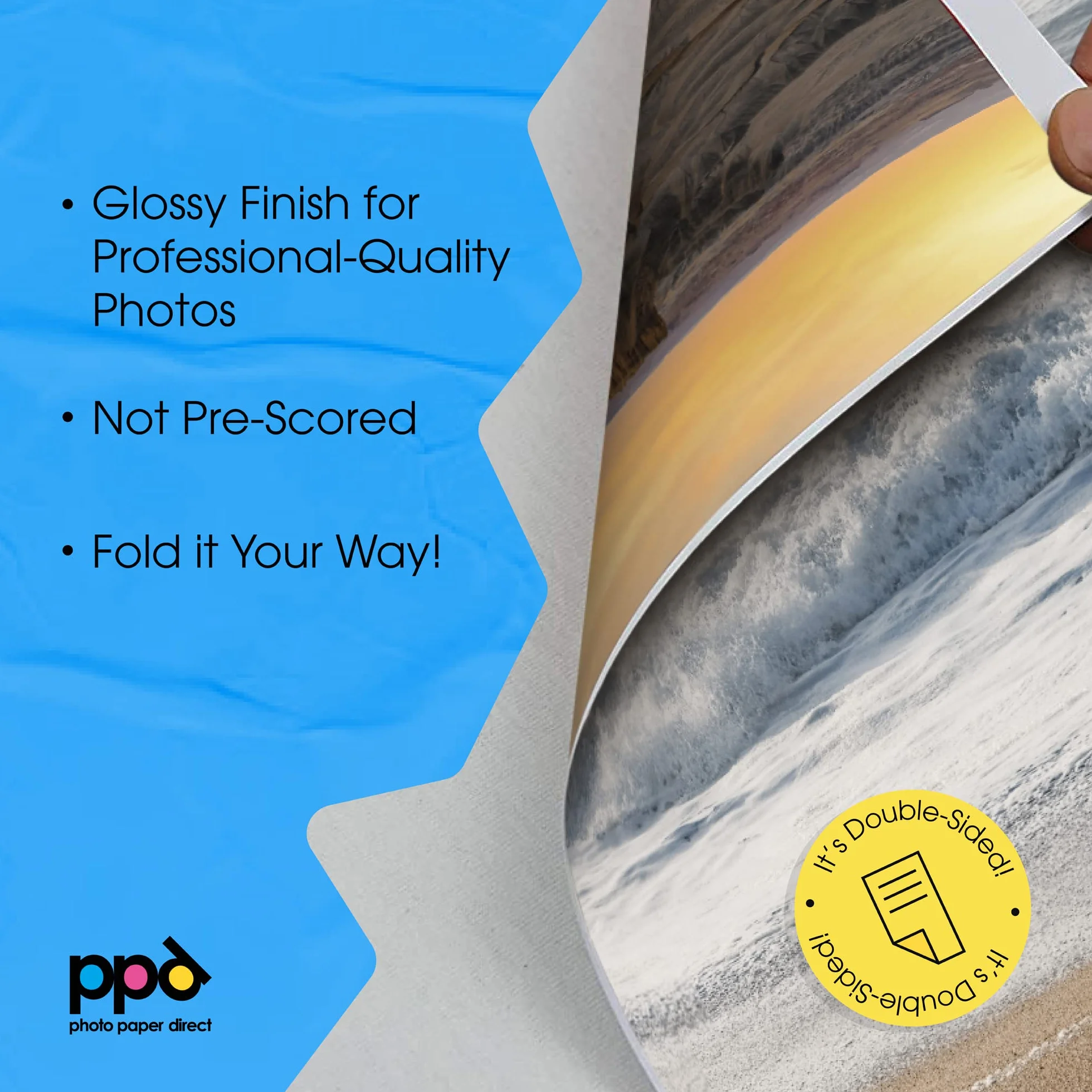 PPD A4 50 Arkuszy 140g Dwustronny Błyszczący Papier Fotograficzny do Drukarek Atramentowych - PPD-72-50