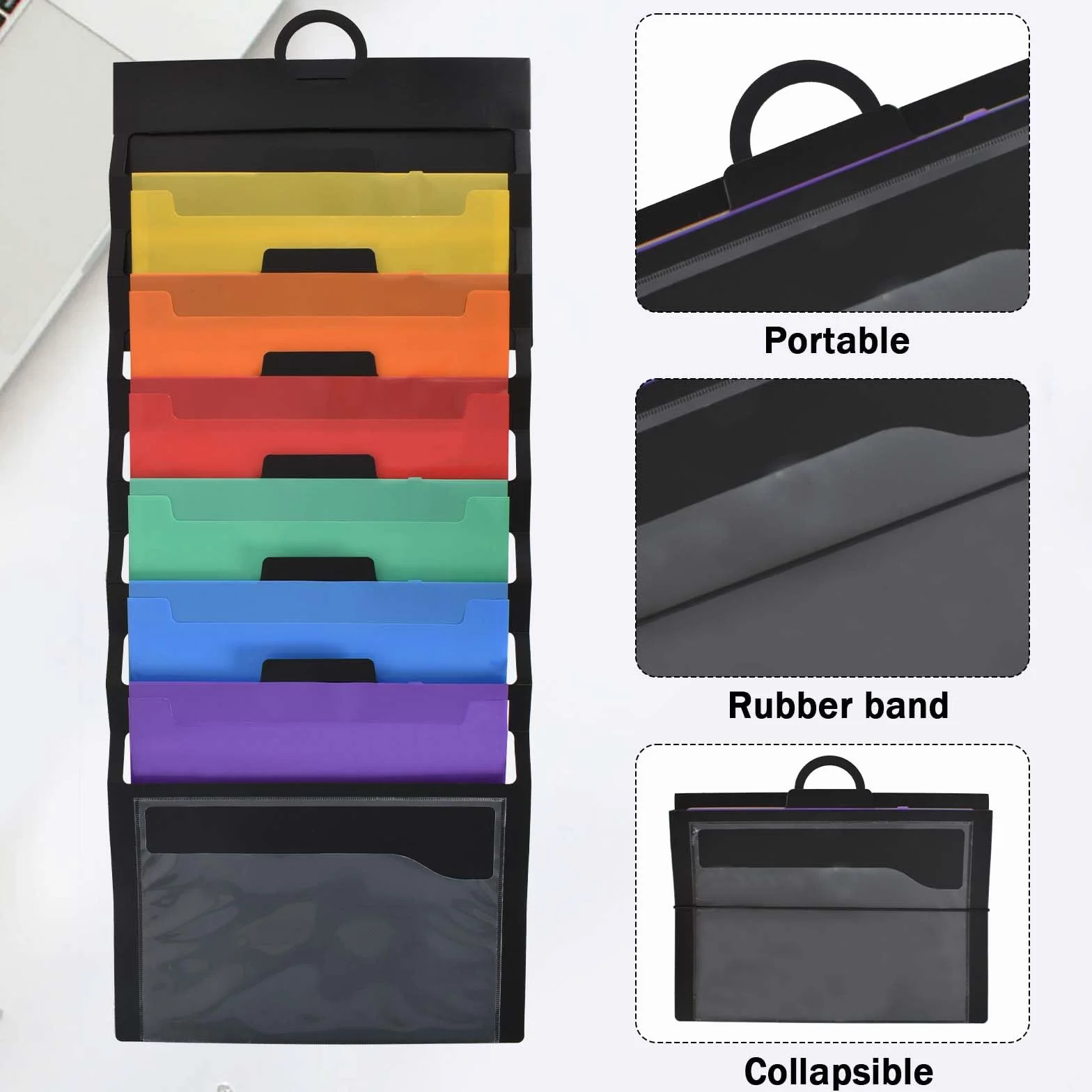 Colexy Wiszący organizer na dokumenty A4, kaskadowy, 6 kieszeni, ścienny