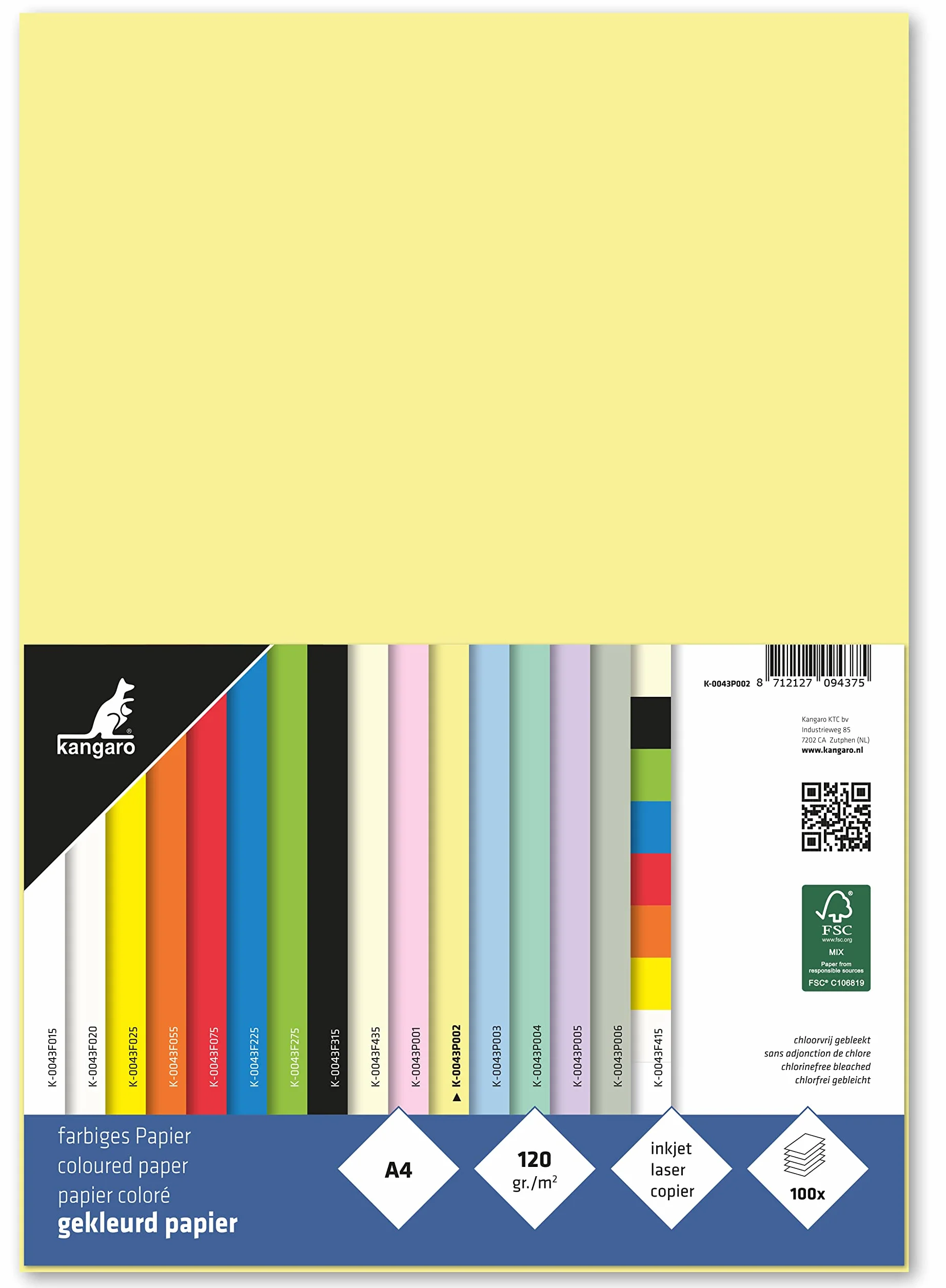 Papier kolorowy pastelowy żółty DIN A4 120 g/m² FSC mix 100 sztuk