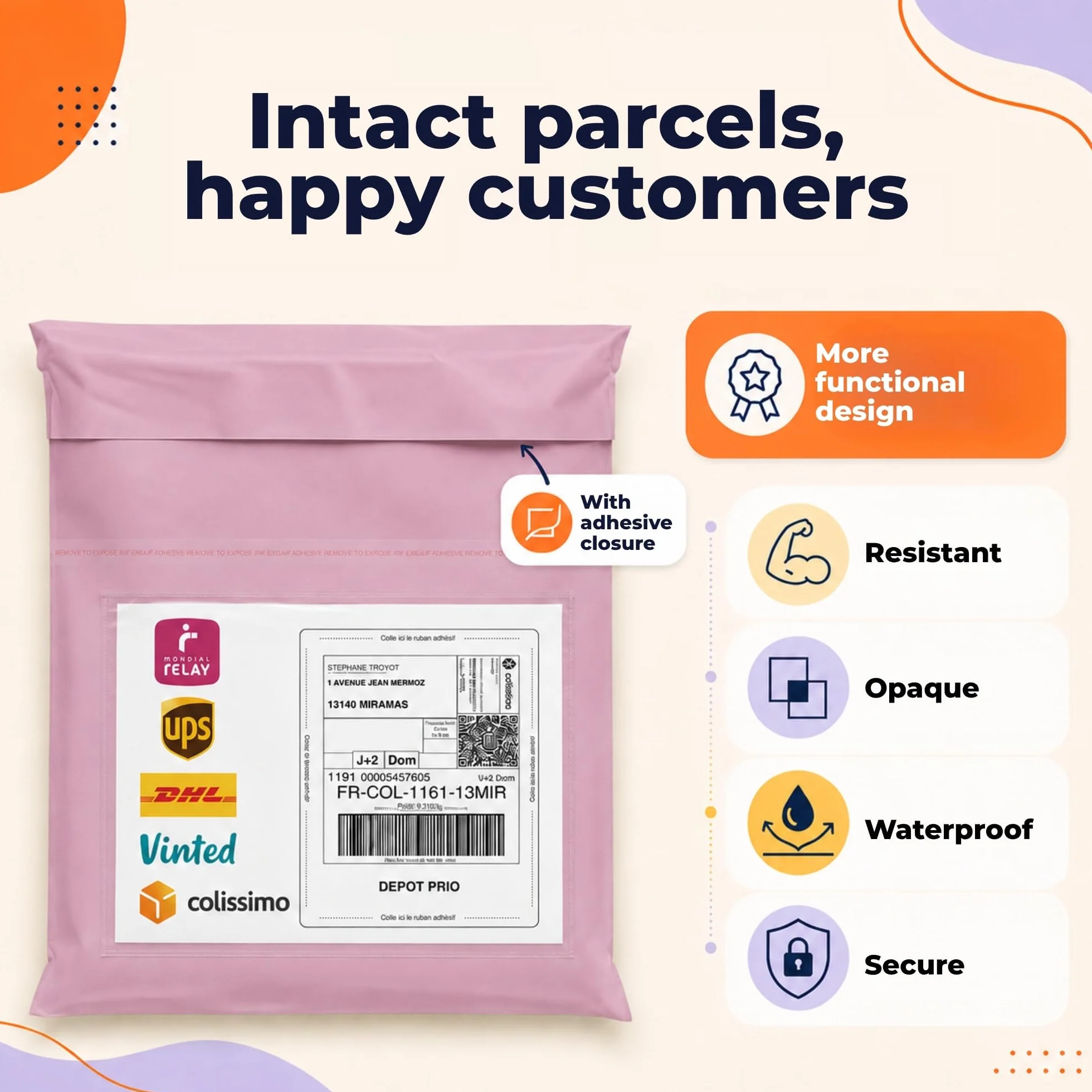 Koperty wysyłkowe Vinted Parcel wodoodporne plastikowe