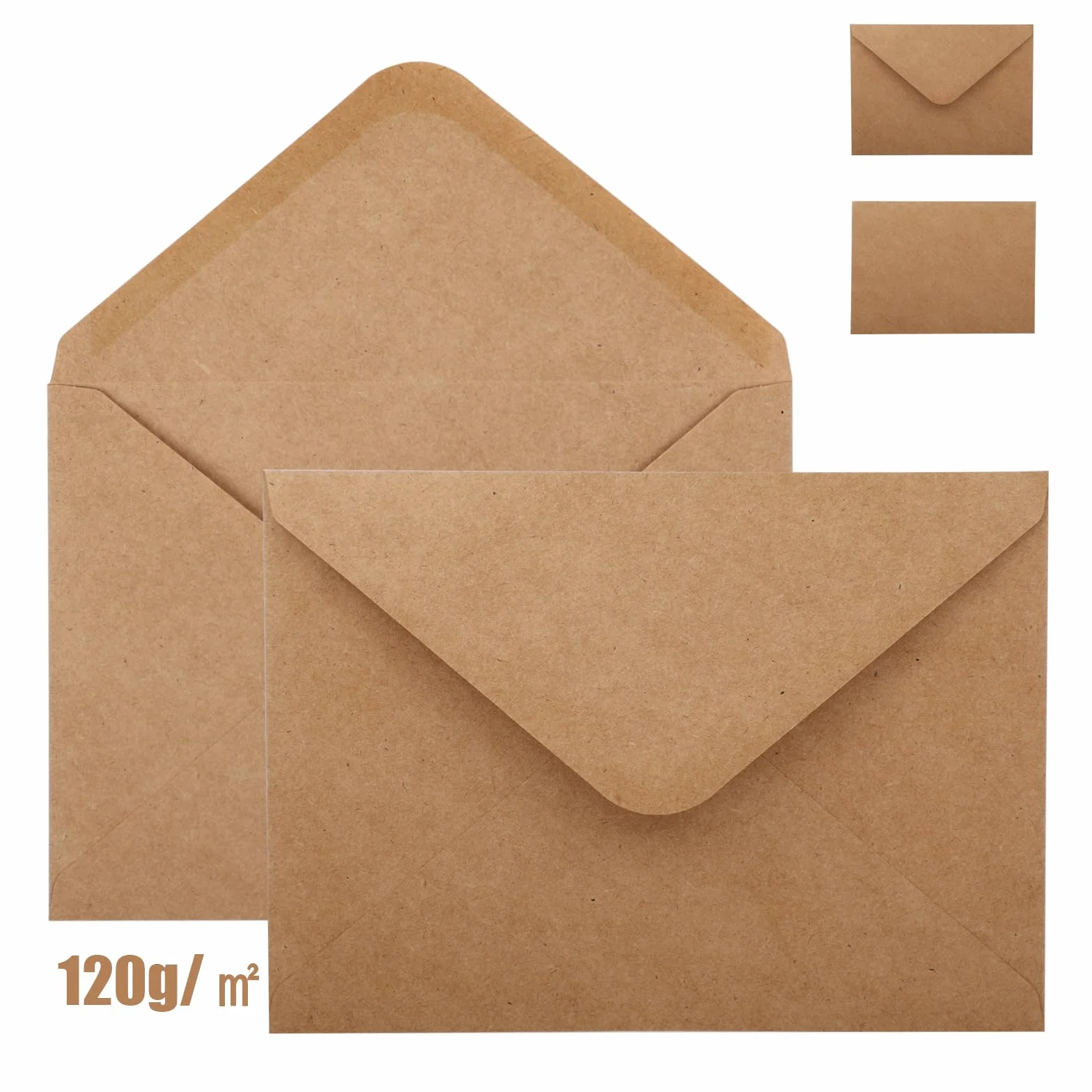 100 sztuk Kopert z papieru Kraft 13x18 - Koperty B6, brązowy papier kraft 120g/m², z klejeniem na mokro, idealne na listy, kartki okolicznościowe, zaproszenia, kartki urodzinowe itp.