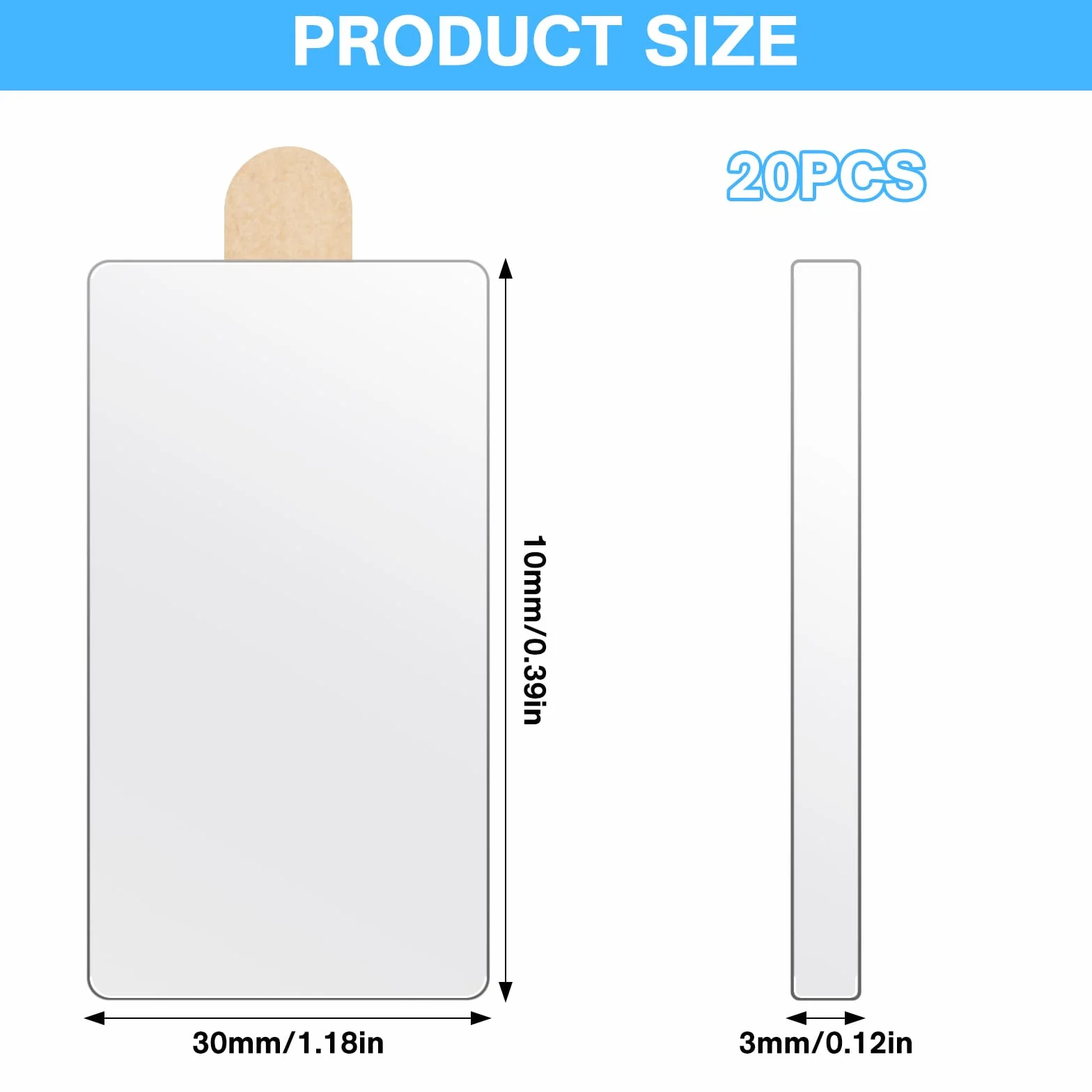 Samoprzylepne magnesy neodymowe 30×10×3 mm, 20 sztuk, silne magnesy do lodówki