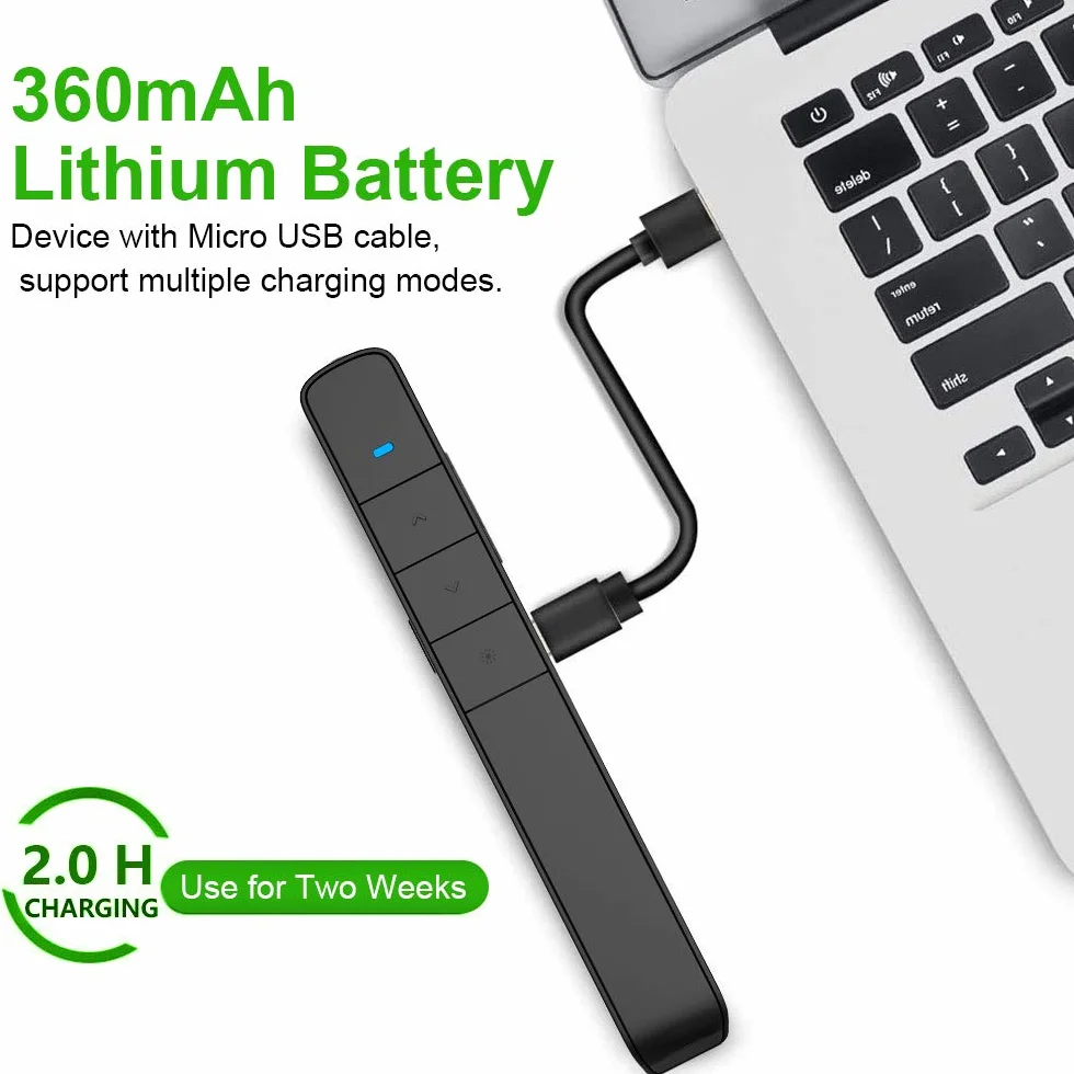 Wielofunkcyjny prezenter NORWII N75 zielony wskaźnik laserowy ładowany 100 M/330 FT bezprzewodowy prezentator USB wskaźnik do prezentacji laserowej PowerPoint Clicker wsparcie odtwarzania/pauzy