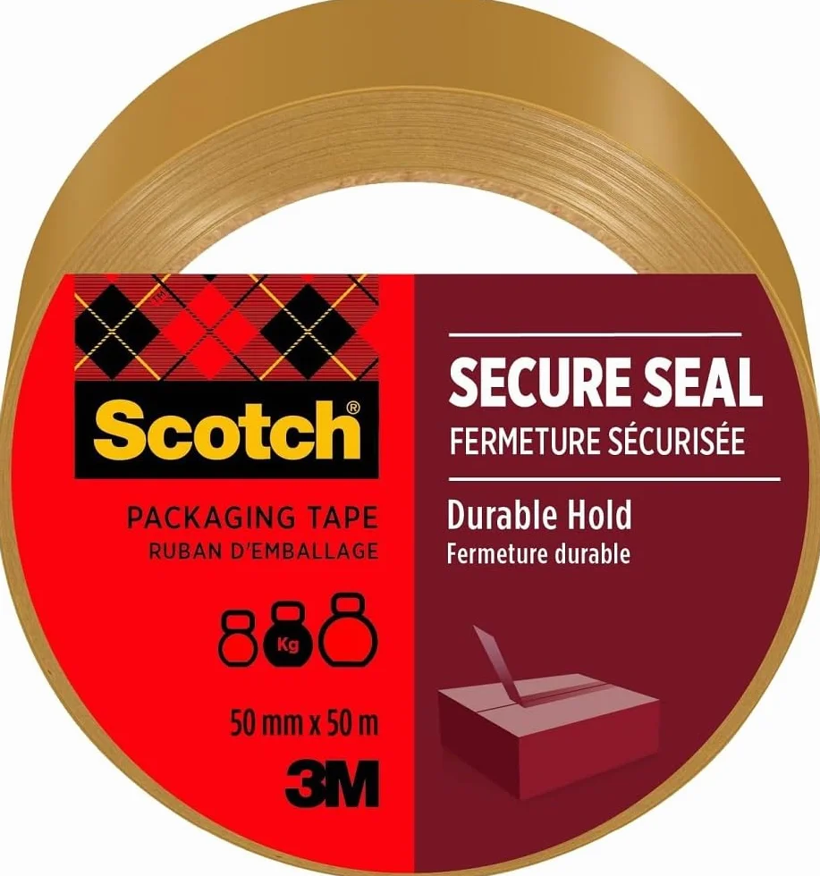Scotch Secure Seal Taśma Klejąca, Brązowy, 50 mm x 50 m
