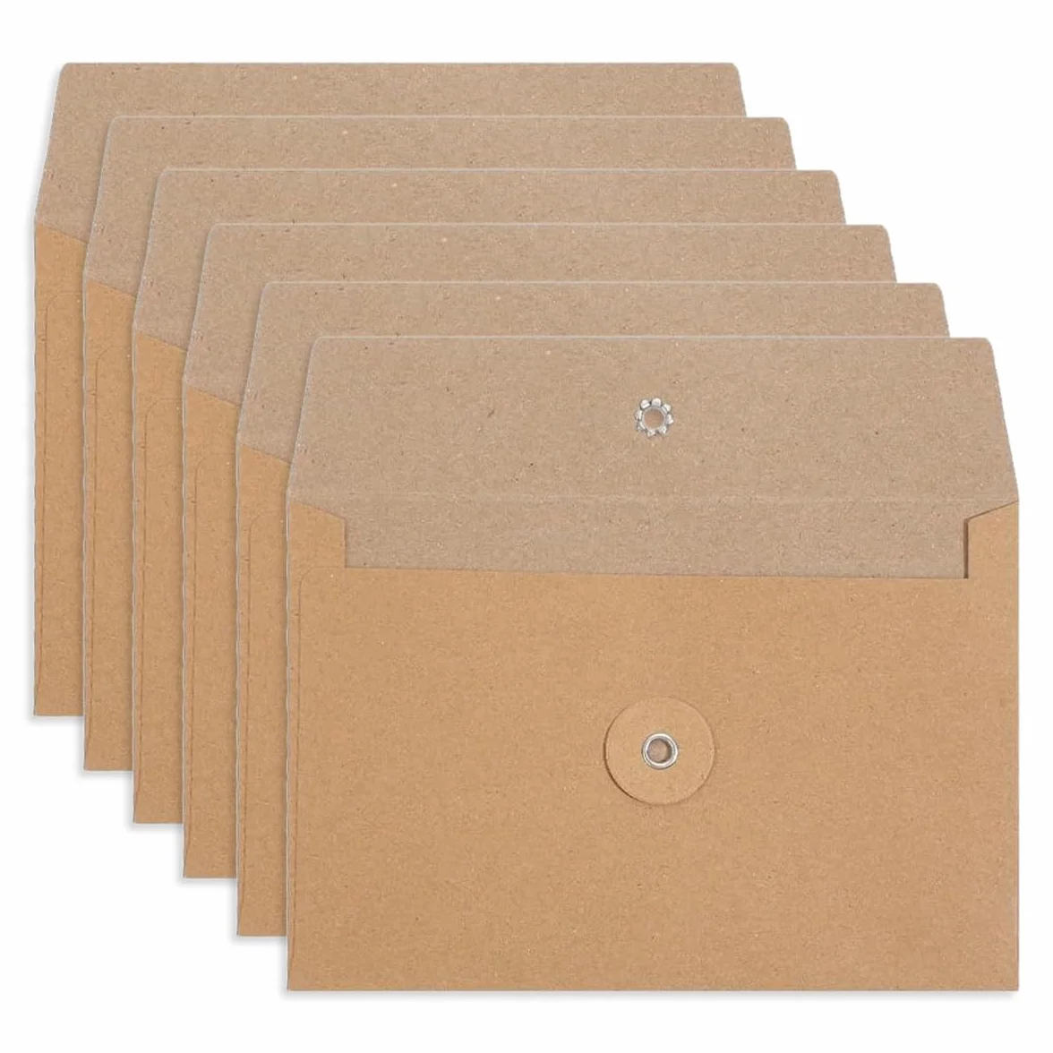 6 sztuk toreb na dokumenty A5, 23 x 16 cm, brązowa, z papieru typu kraft, aktówka ze sznurkiem i zapięciem na guziki, przenośna teczka na dokumenty A5, teczka na dokumenty, do biura, szkoły