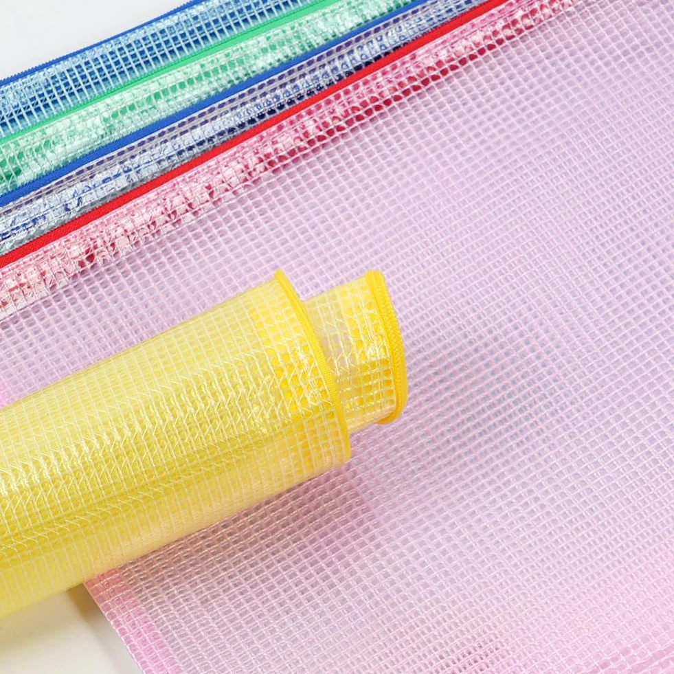 Vicloon Plastikowe portfele, 15 szt. A4, A5, A6, torby na zamek błyskawiczny, siatkowy portfel na dokumenty, plastikowe kieszenie, zamek błyskawiczny