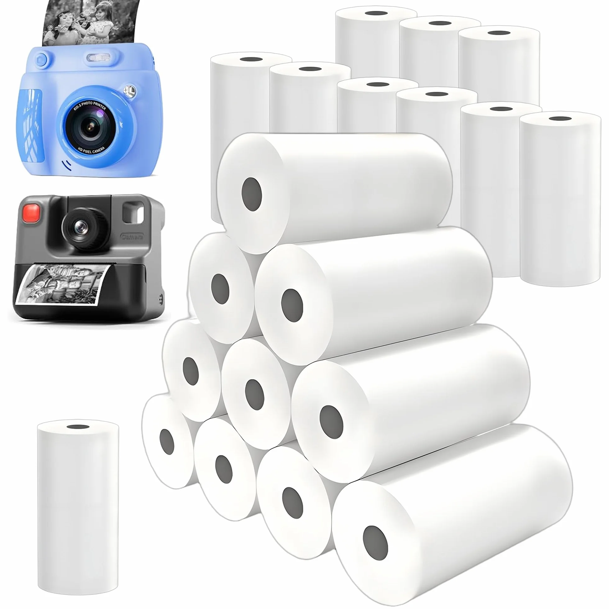 20 rolek papier termicznego do kamery dziecięcej 57 mm, papier do drukarek i uzupełniania, biały, zero atramentów