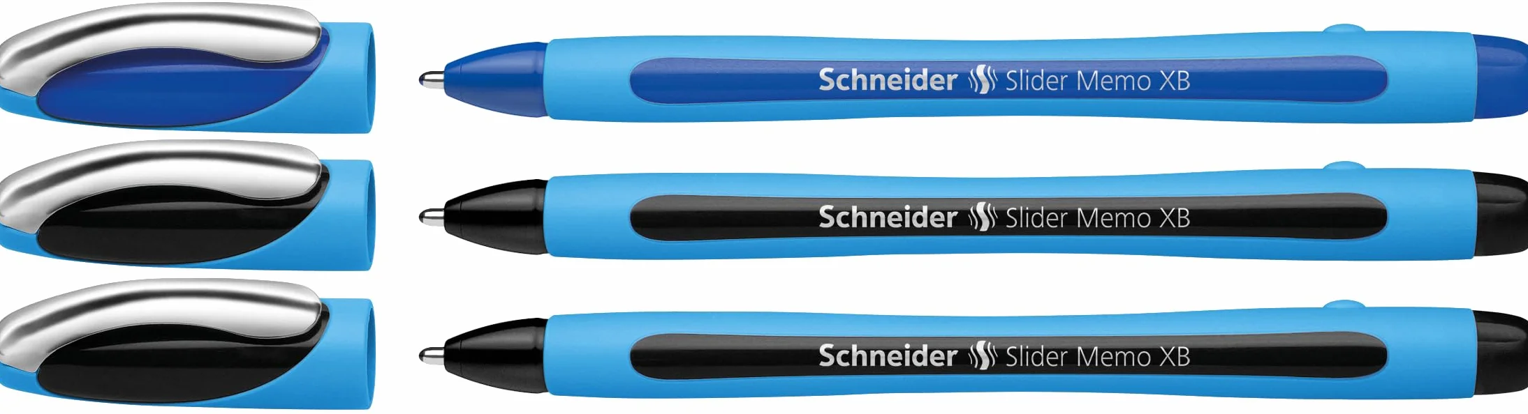 Schneider 150292 Slider Memo XB długopis (grubość kreski: XB, Made in Germany) 3 sztuki, 2 x czarny/1 x niebieski