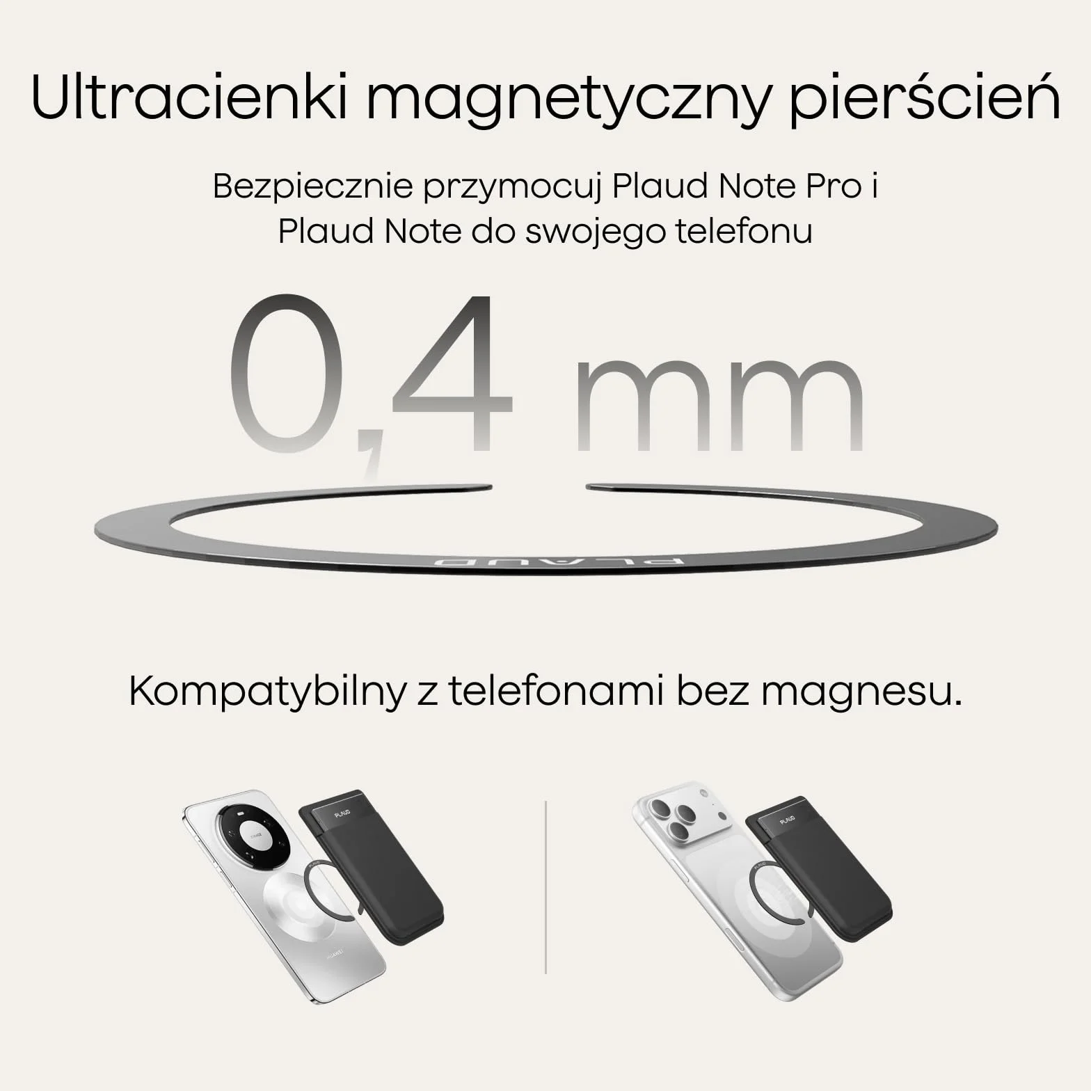 Plaud Note Pro akcesoria magnetyczny kabel USB-C 60 cm pierścień