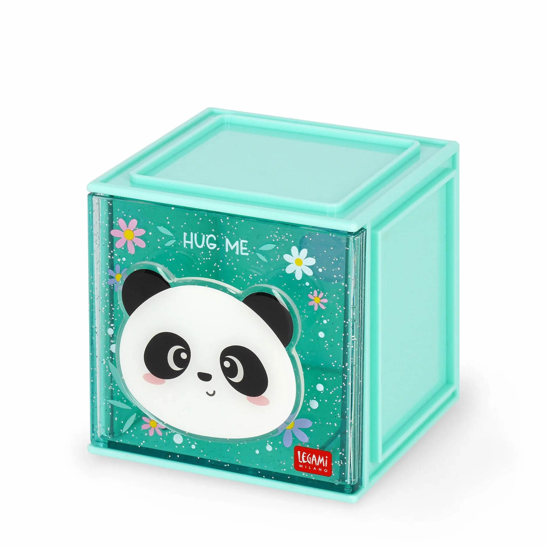 Legami - Cutie Cubes Modułowe pudełko na biurko, panda, organizer na biurko, do przechowywania, łącznie z arkuszem z naklejkami, możliwość układania w stos, wielofunkcyjny, ABS, 90 x 90 x 100 cm