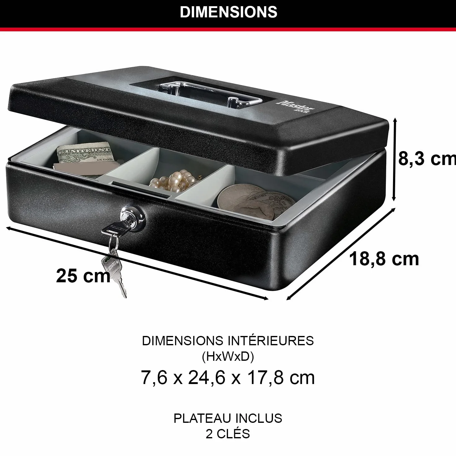 Master Lock CB-10ML skarbonka klucz taca na pieniądze uchwyt