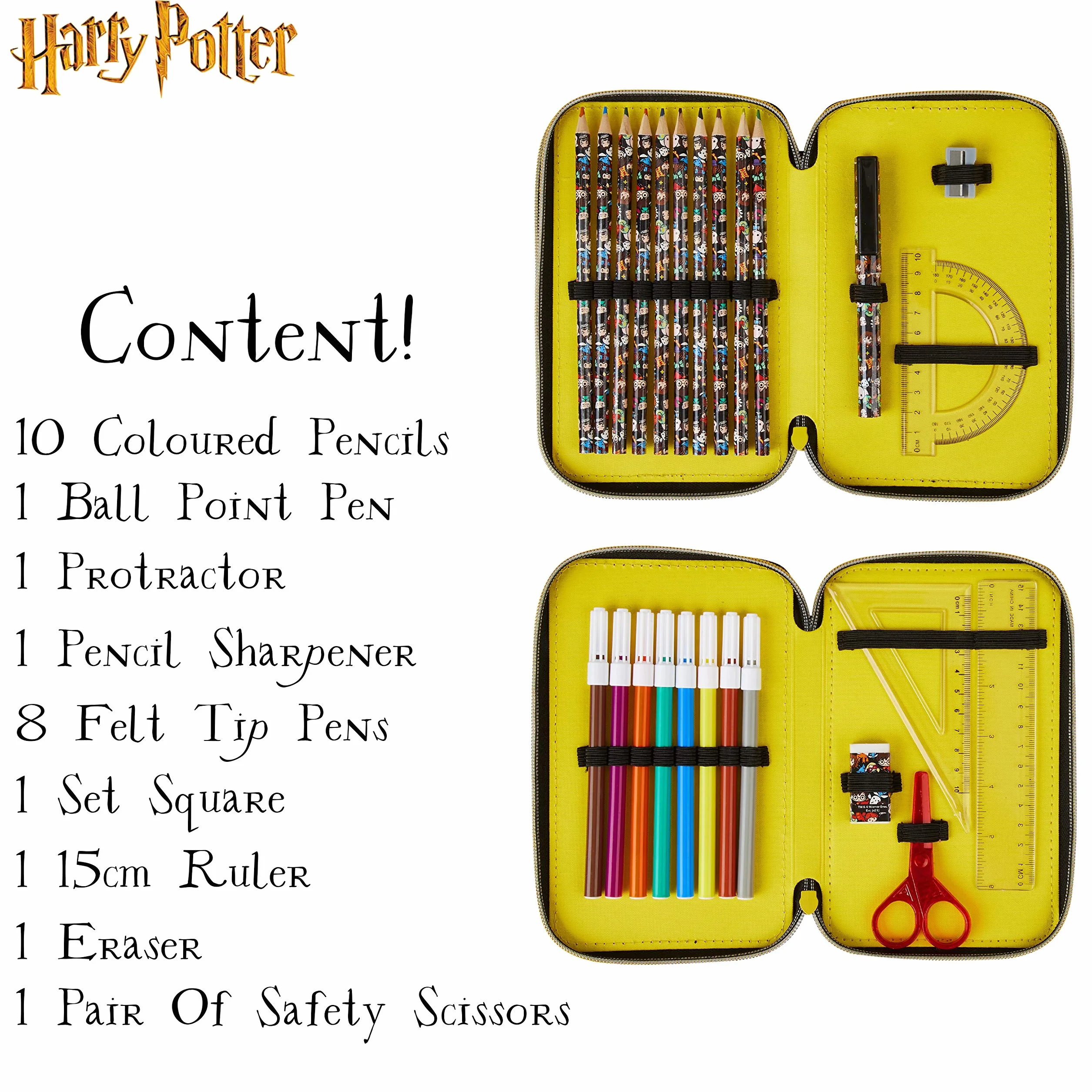 Harry Potter Piórnik dziecięcy z przegródką, Czarny aop, One Size