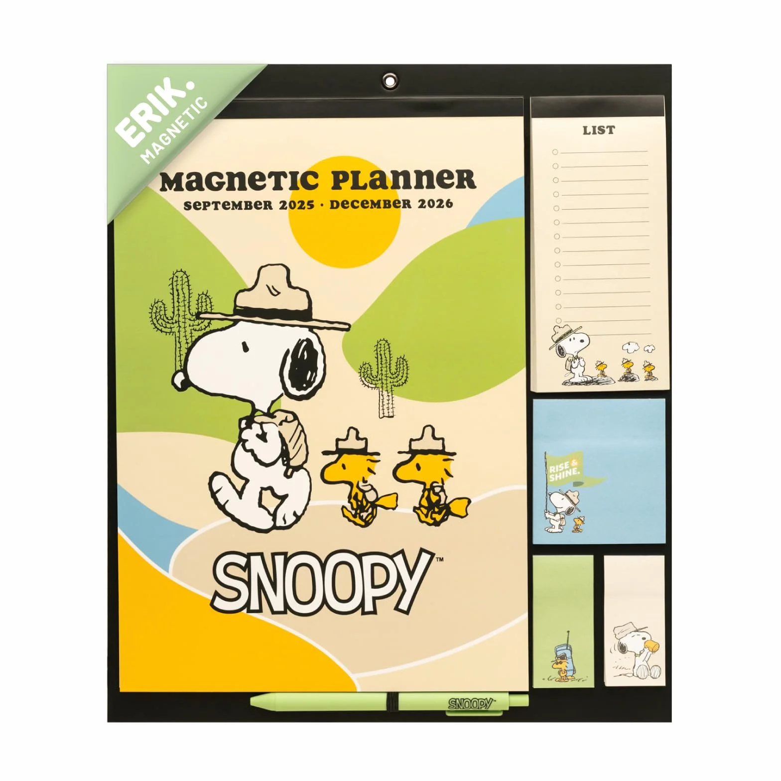 Snoopy Magnetic Planner For Fridge 2026 16 Months Sep 2025 - Dec 2026 Calendar With Stickers Pen Shopping List Sticky Notes