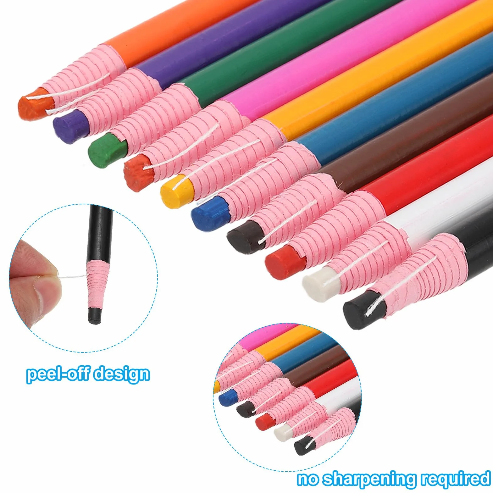 PATIKIL Peel-Off chińskie markery, 12 sztuk, kredki woskowe, drewno do szklanej odzieży, folia do rysowania, papier winylowy, metal, czerwony
