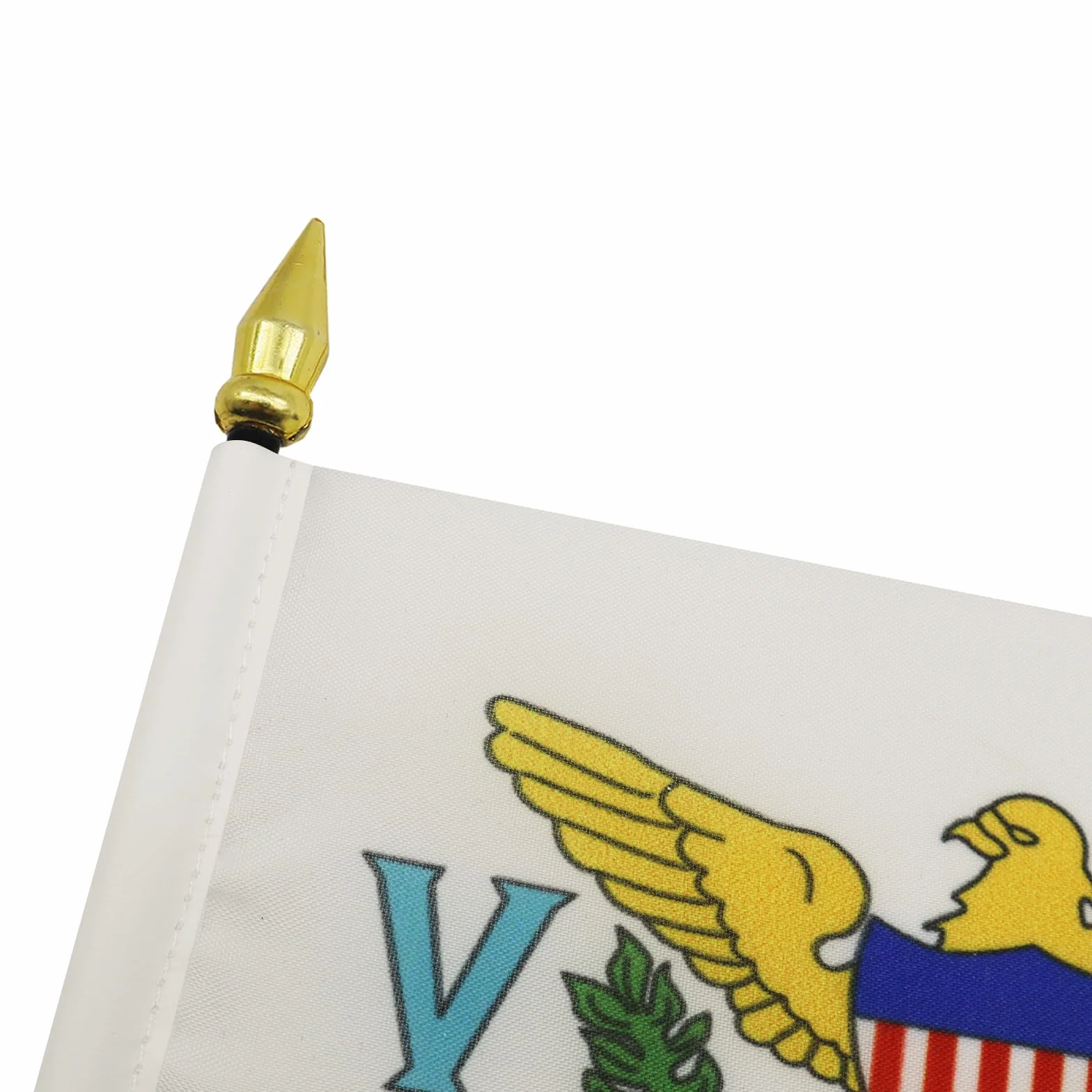 Drapeau de Table Îles Vierges des Etats-Unis avec Pointe Or, 15cm x 10cm