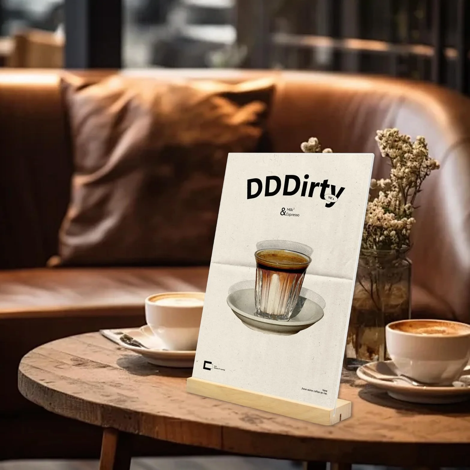 A4 Akrylowy Uchwyt na Znak z Drewnianą Podstawą - 3-pak Plastikowy Stojak Ekspozycyjny, Pionowy lub Ukośny Przezroczysty do Reklamy, Kawiarni, Biura, Sklepu