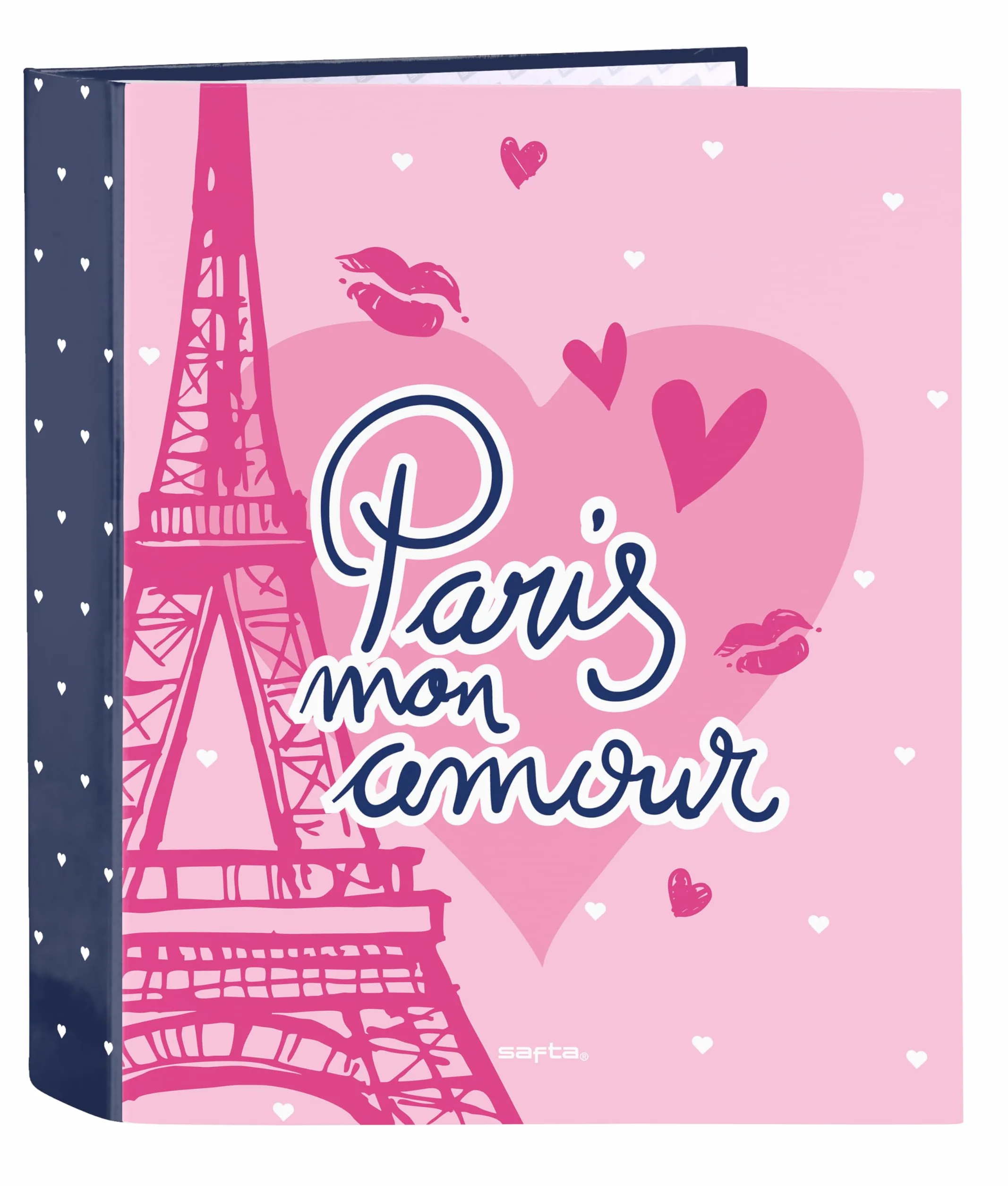 Safta Paris-Folder Folio 4 pierścienie 27x6x33 cm granatowy/różowy