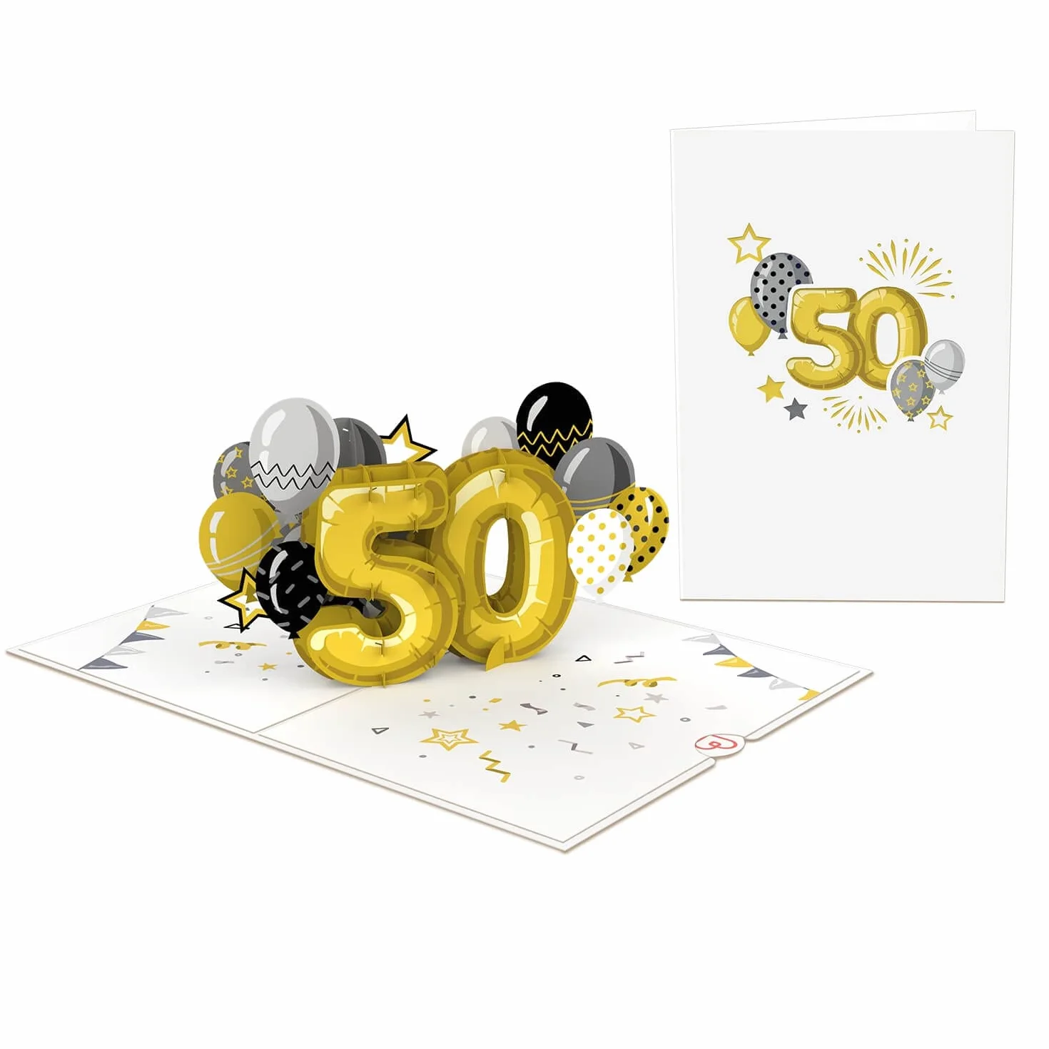 papercrush® Kartka pop-up na 50. urodziny – ręcznie wykonana kartka urodzinowa 3D dla kobiet i mężczyzn (50 lat), z życzeniami z okazji 50. urodzin – specjalna kartka z życzeniami z kopertą