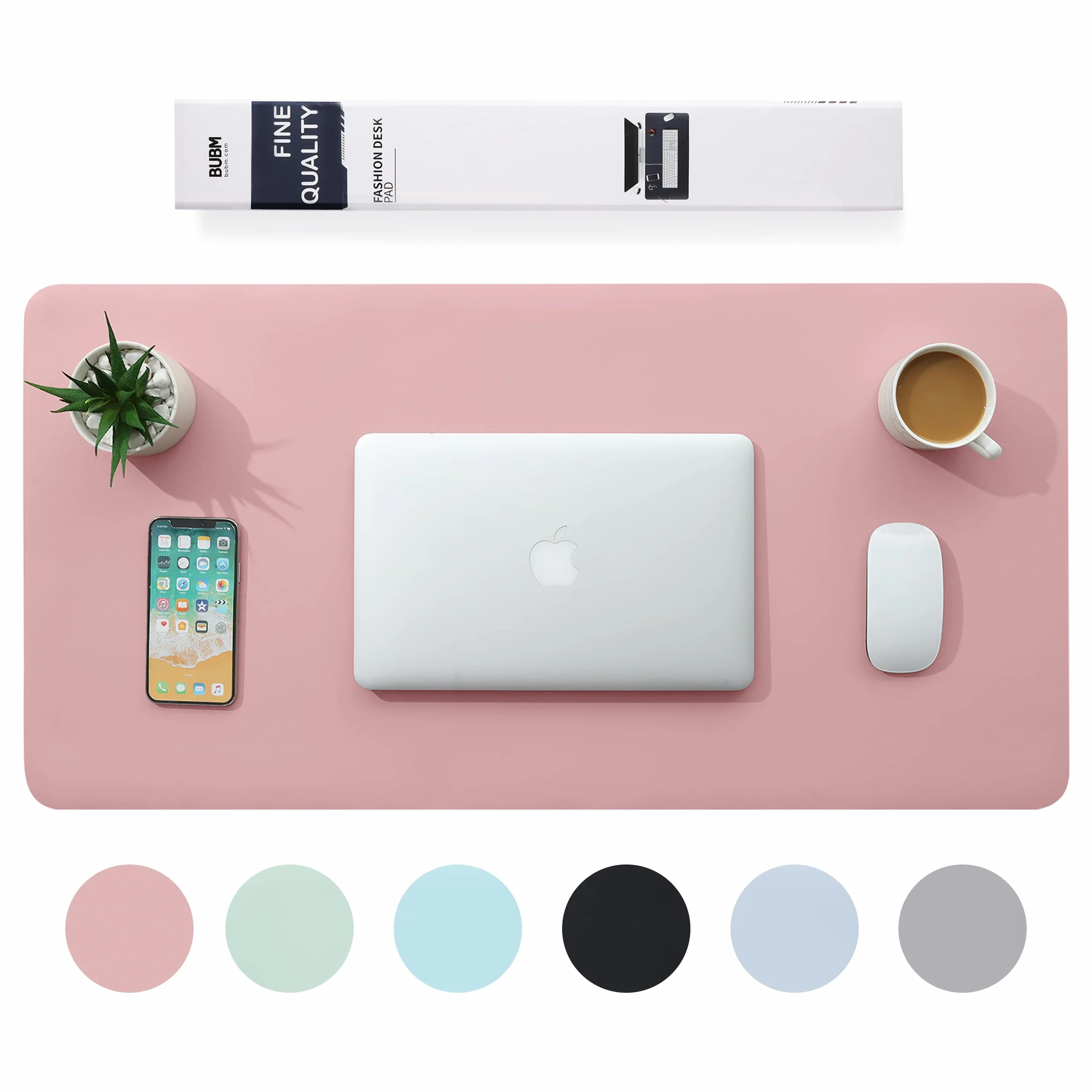 BUBM mata na biurko skóra PU wodoodporna pod laptopa 80 x 40 cm różowa