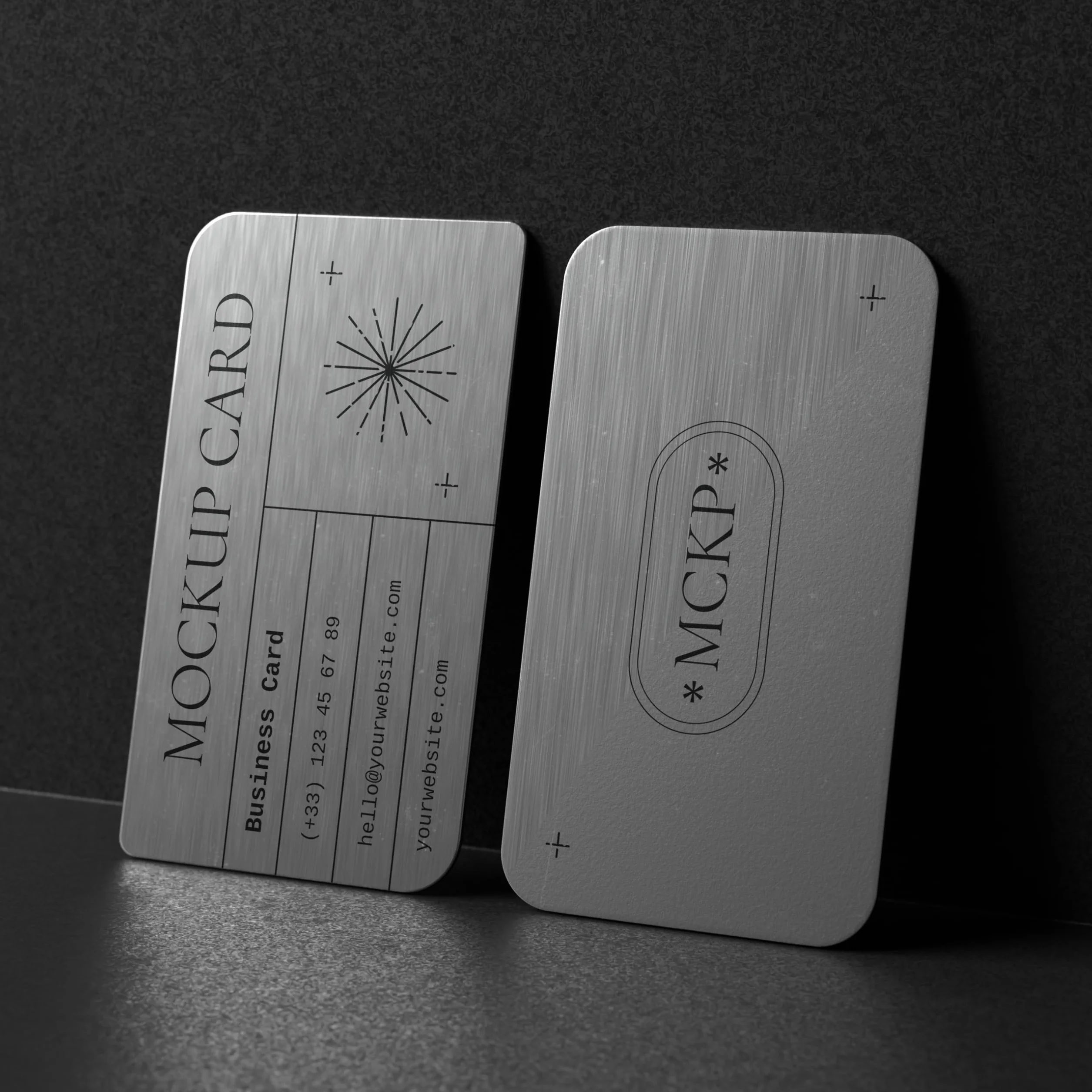 Metalowe wizytówki 8,6 x 5,4 cm ze stali nierdzewnej, opakowanie 20 sztuk, grawerowane laserowo