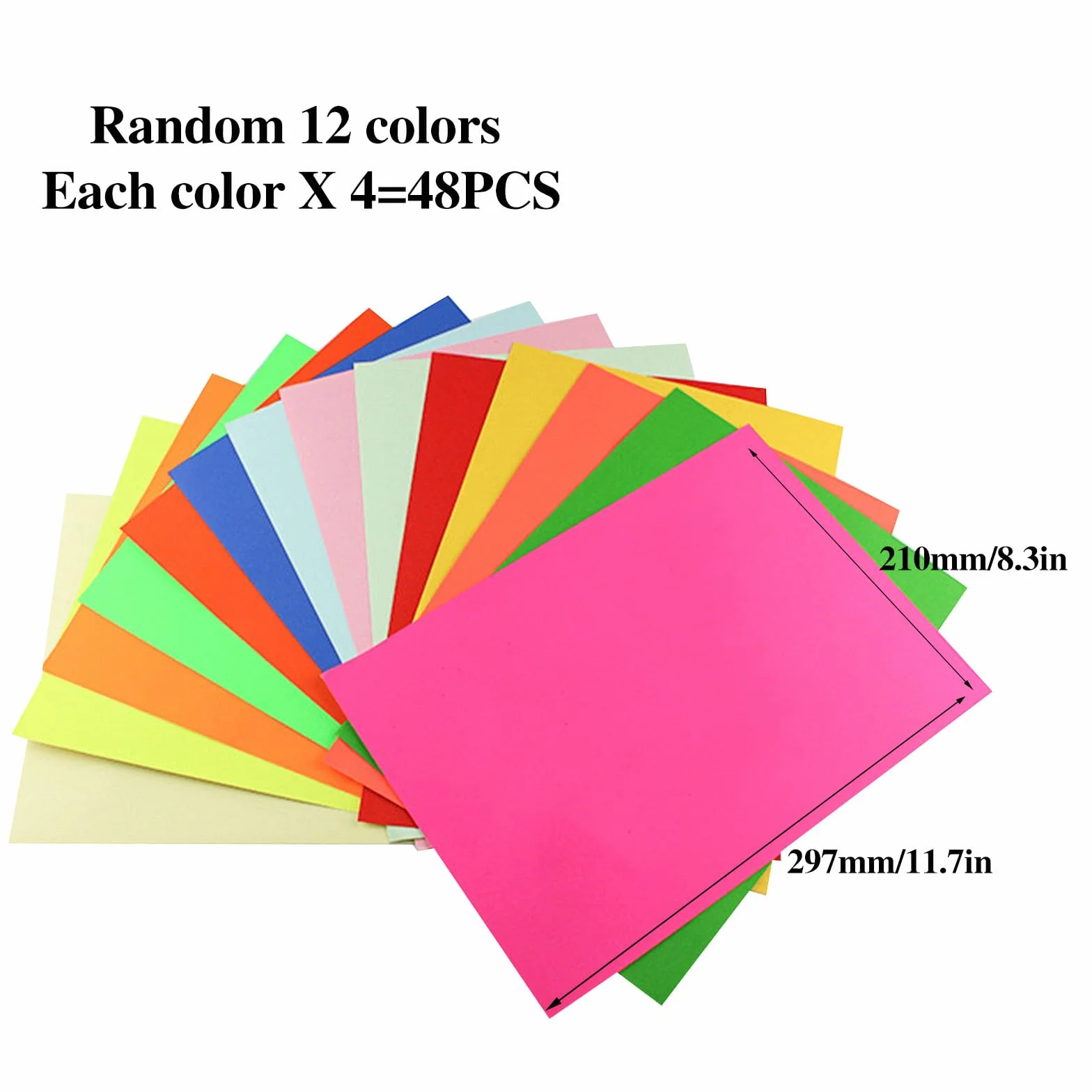 Papier do drukarki do etykiet, papier na naklejki samoprzylepny, papier na naklejki etykiety, 48 arkuszy neonowych etykiet z papieru, etykiety kolorowe, A4, 210 x 297 mm (losowy kolor)