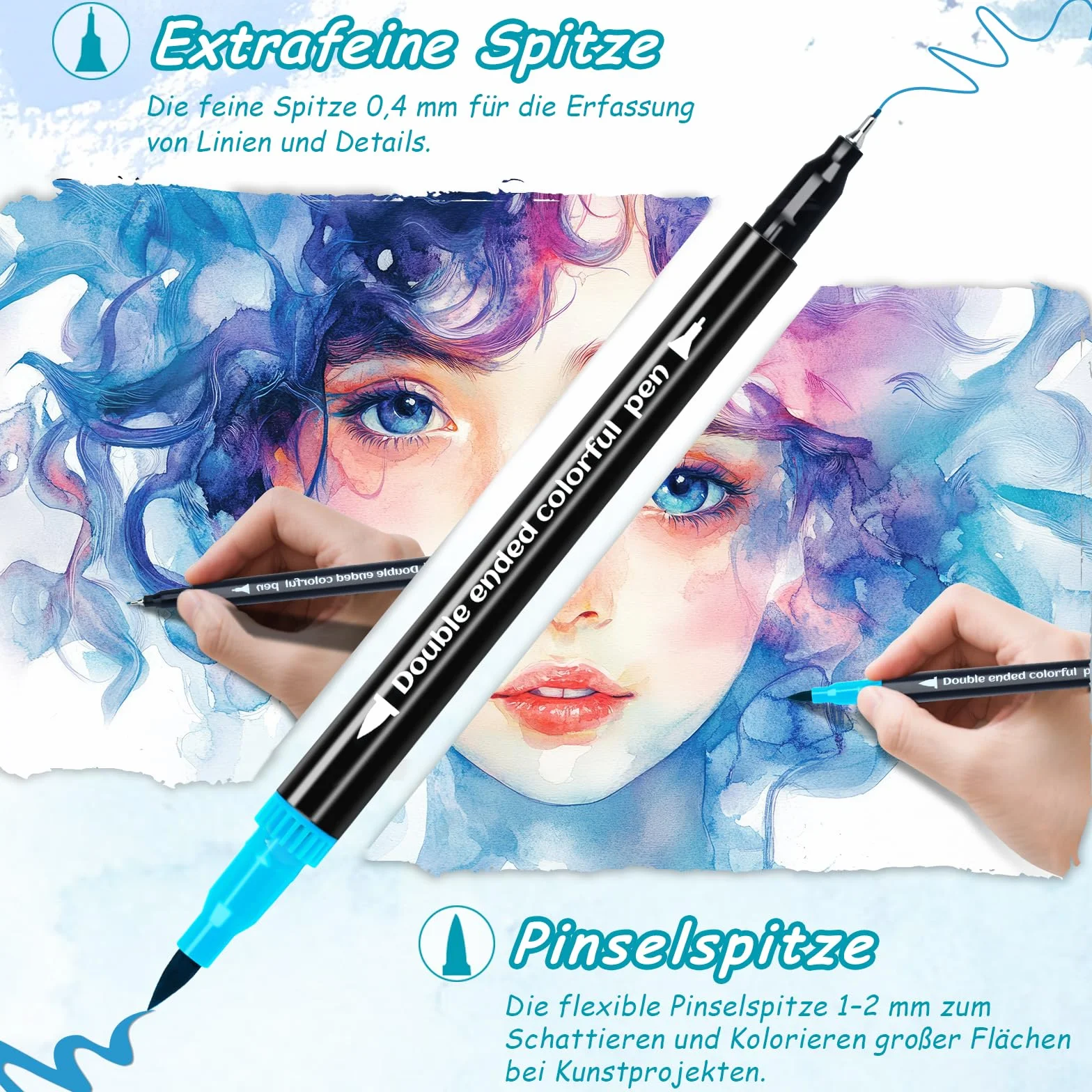 Zestaw cienkopisów Dual Brush Pen 48 kolorów, cienkopisy filcowe grube i cienkie, flamastry dla dorosłych, cienkopisy do bullet journal, kolorowanki, manga