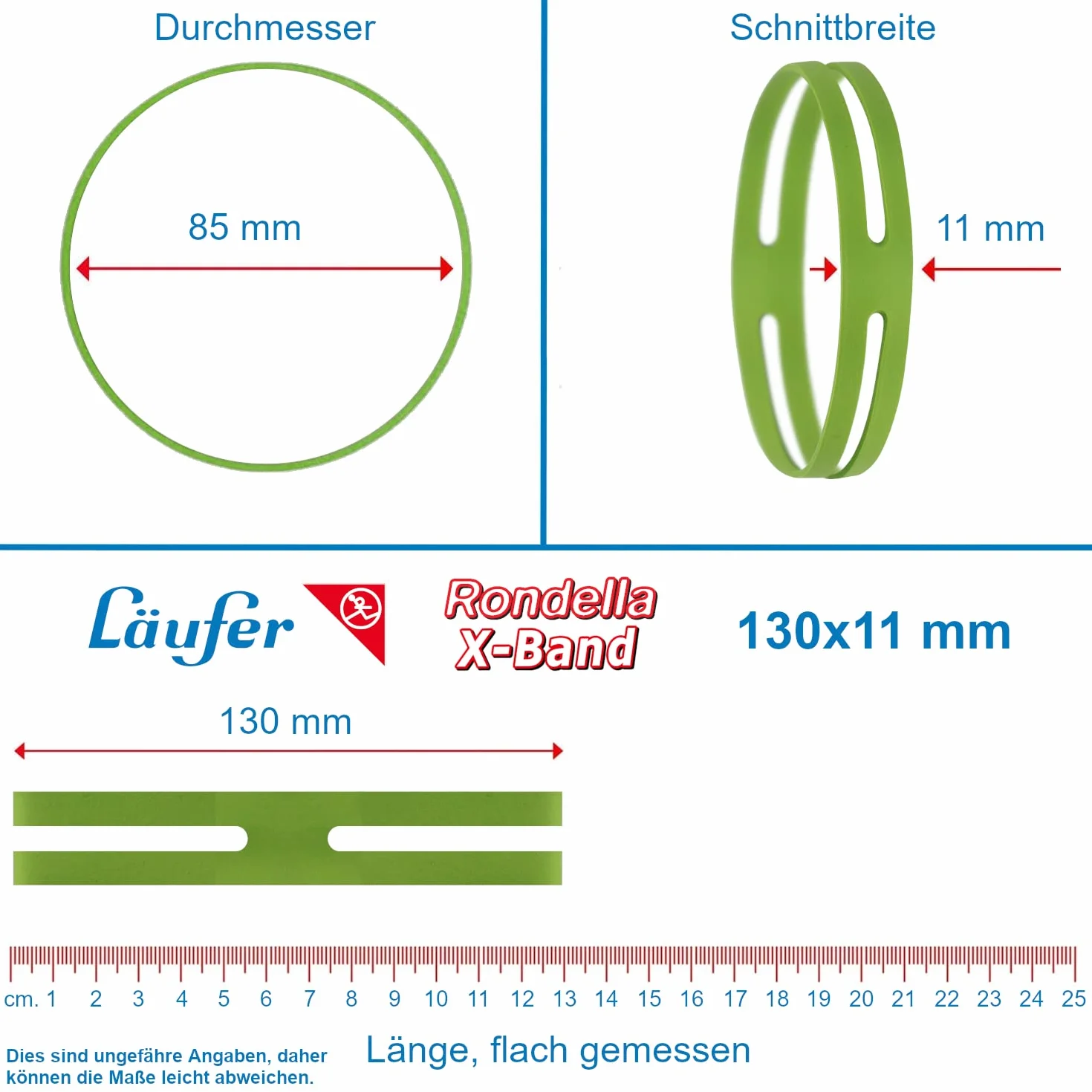 Läufer 59073 Rondella X-Band, elastyczne taśmy krzyżowe, gumki 130 x 11 mm, średnica 85 mm, puszka 30 g, kolorowa