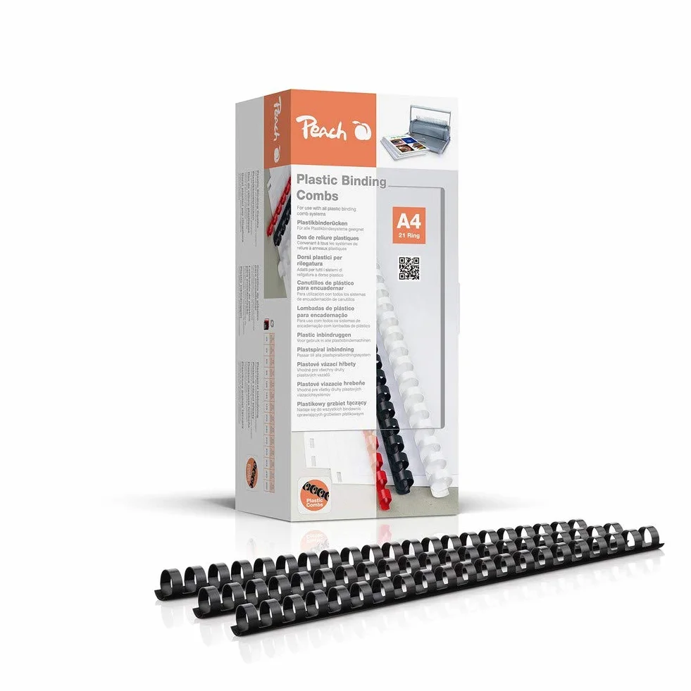 Peach Plastikowe grzbiety do bindowania A4 14 mm 100 sztuk czarne PB414-02