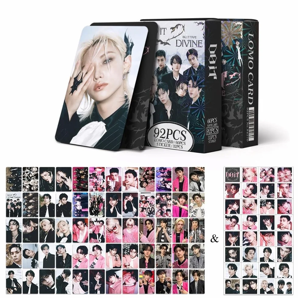 Stray Kids Photocards 60 sztuk Karty Fotograficzne SKZ Lomo + 32 Naklejki