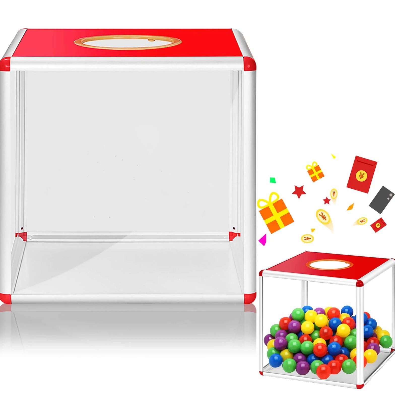 Pudełko na loterię ze stopu aluminium akrylowe 25 x 25 cm