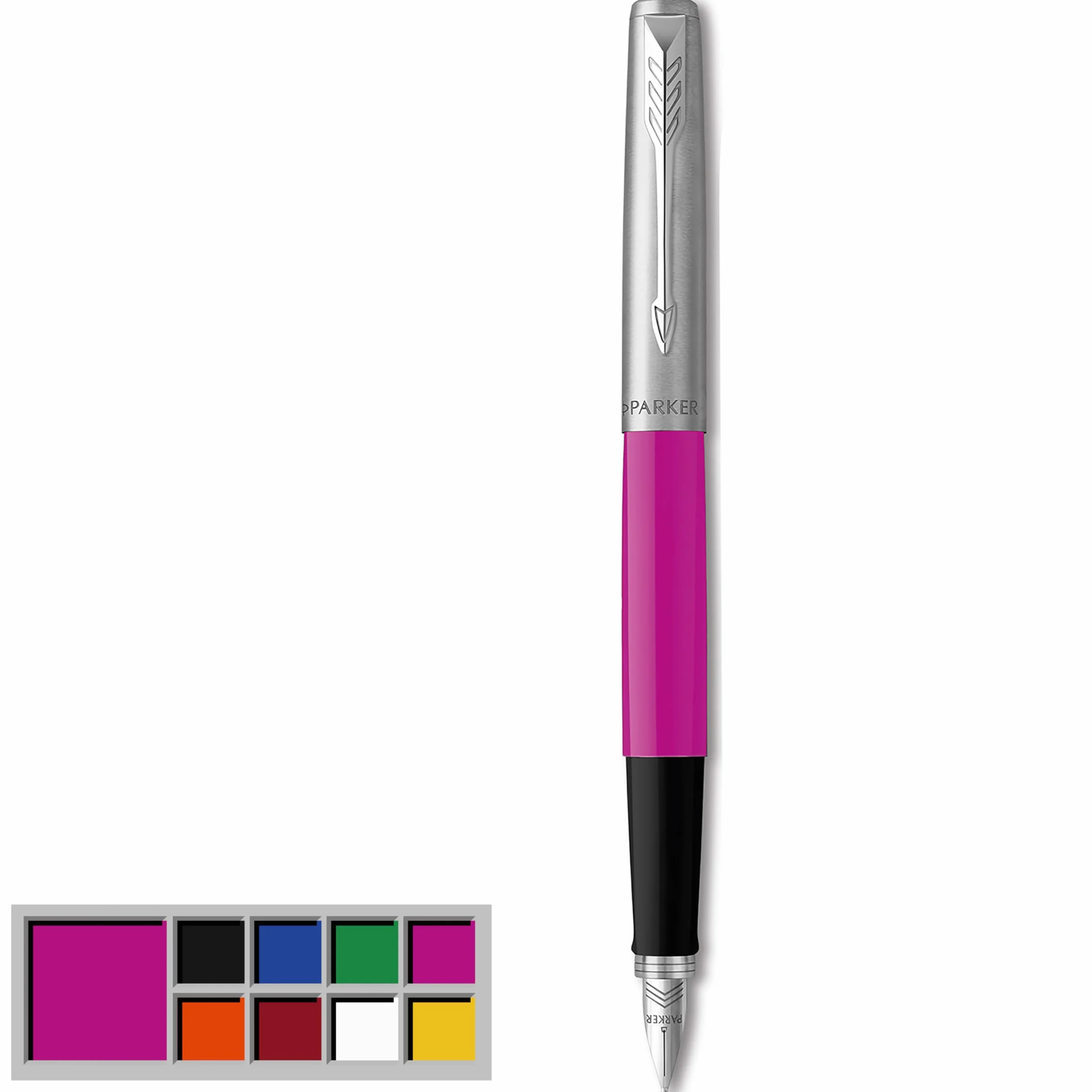 Parker Jotter Originals Pióro wieczne, klasyczne magenta, średnia stalówka, niebieski i czarny atrament