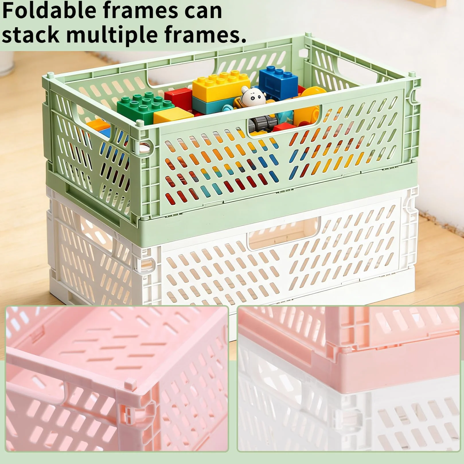 Składane plastikowe pudła do przechowywania 30,5 x 20 x 11,5 cm biały różowy