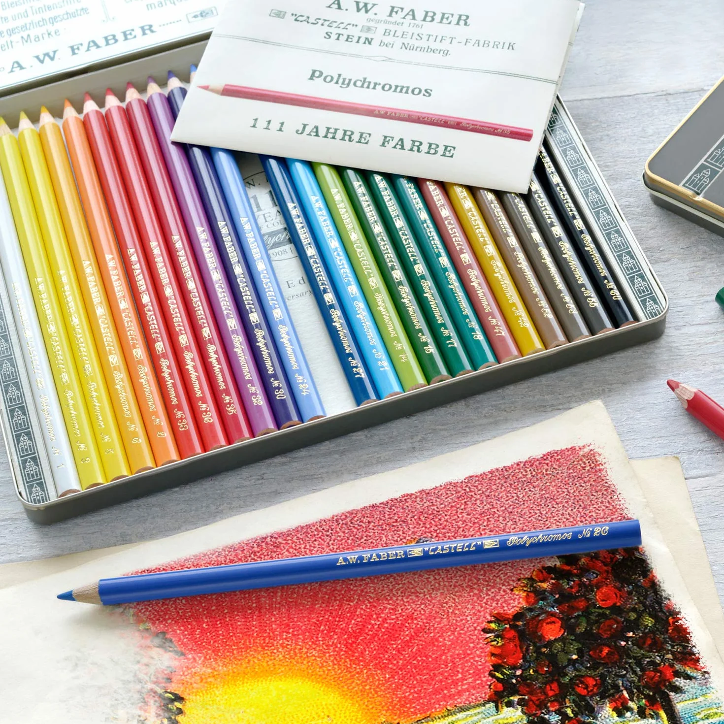 Faber Castell Limitowana edycja 111. rocznica puszka 12 ołówków artystycznych Polychromos