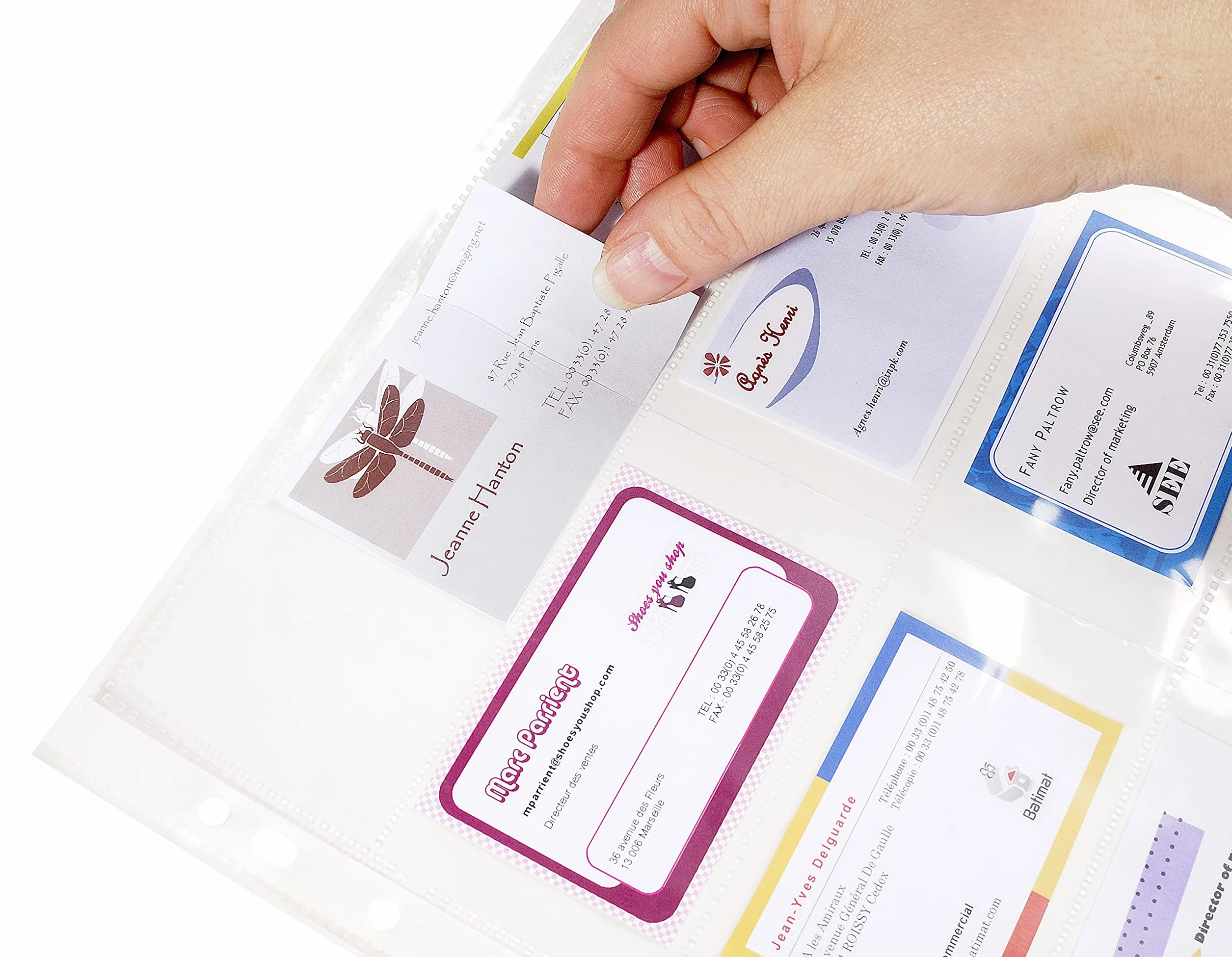 Exacompta 55046E Premium plastikowe koszulki na wizytówki 10 szt. przezroczyste z 10 przegródkami okładka z tworzywa szt. przezroczysta okładka idealna do teczek i segregatorów