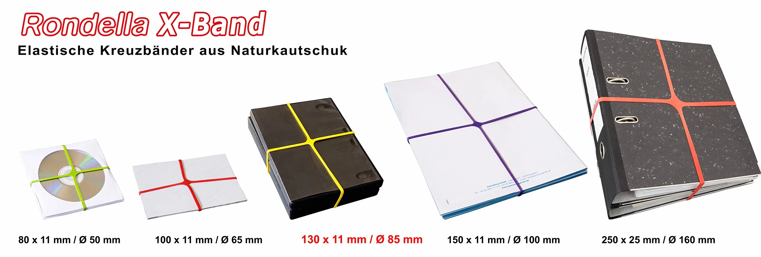 Läufer 59073 Rondella X-Band, elastyczne taśmy krzyżowe, gumki 130 x 11 mm, średnica 85 mm, puszka 30 g, kolorowa