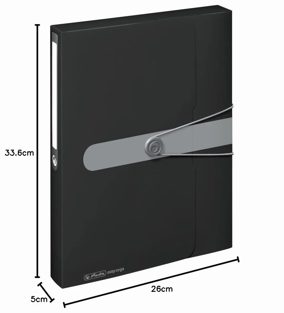 Herlitz Teczka A4 | Zamykana na Gumkę | Wykonana z Polipropylenu (PP) | Odporna na Wilgoć | Grzbiet 4cm | Pojemność 400 Kartek |optymalna do Pracy Szkoły | Czarna