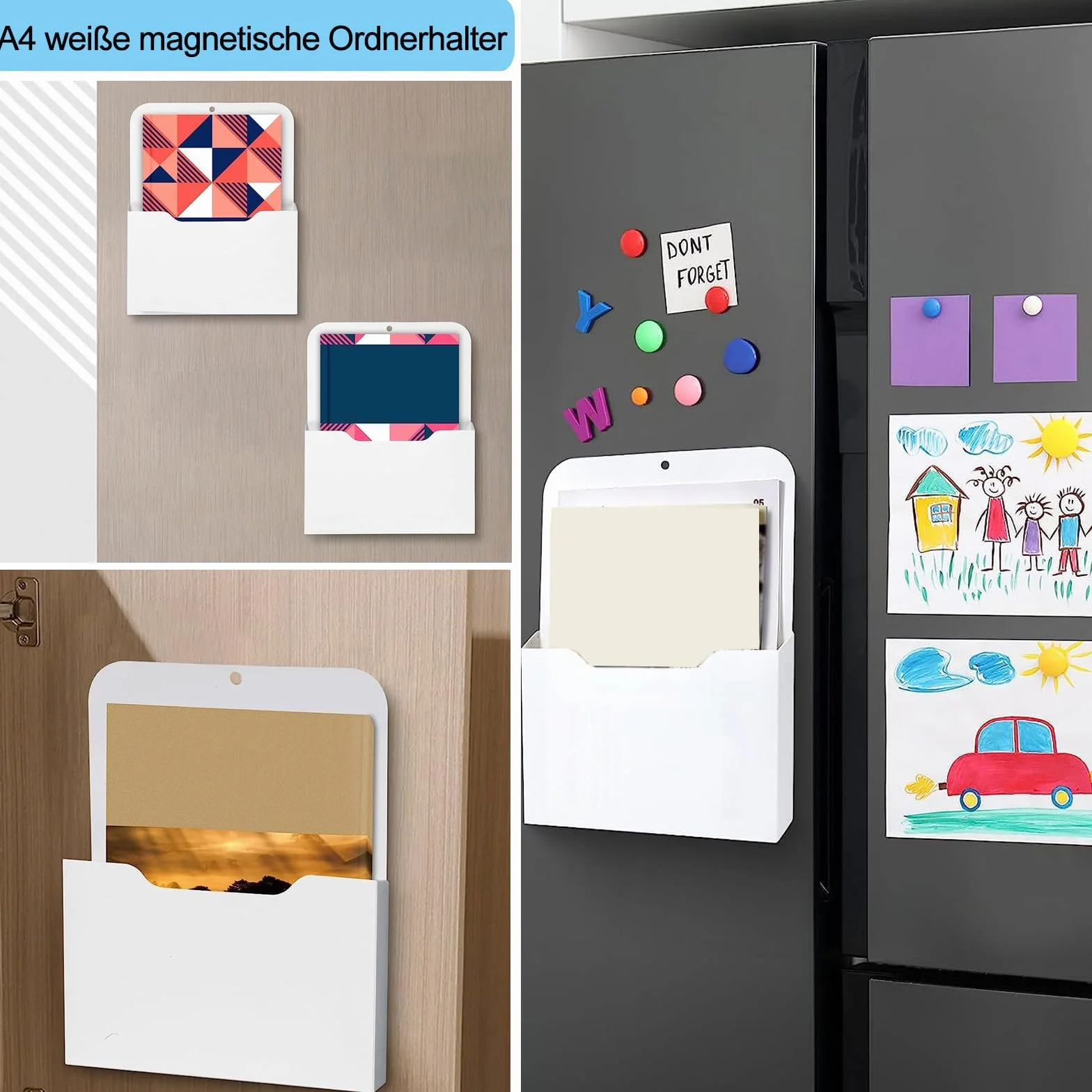 Organizer magnetyczny na dokumenty, 3 sztuki Organizer magnetyczny na papier, magnetyczna teczka do lodówki, magnetyczna teczka na broszury, wielofunkcyjny organizer, na papier, faktury, dokumenty