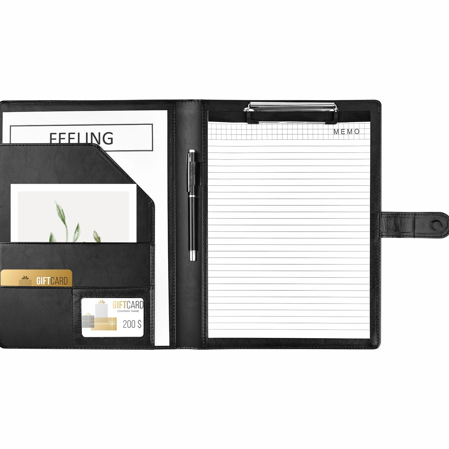 Teczka na dokumenty A4, teczka na dokumenty A4, teczka na dokumenty, teczka konferencyjna ze skóry PU, teczka na dokumenty, portfolio padfolio czarne