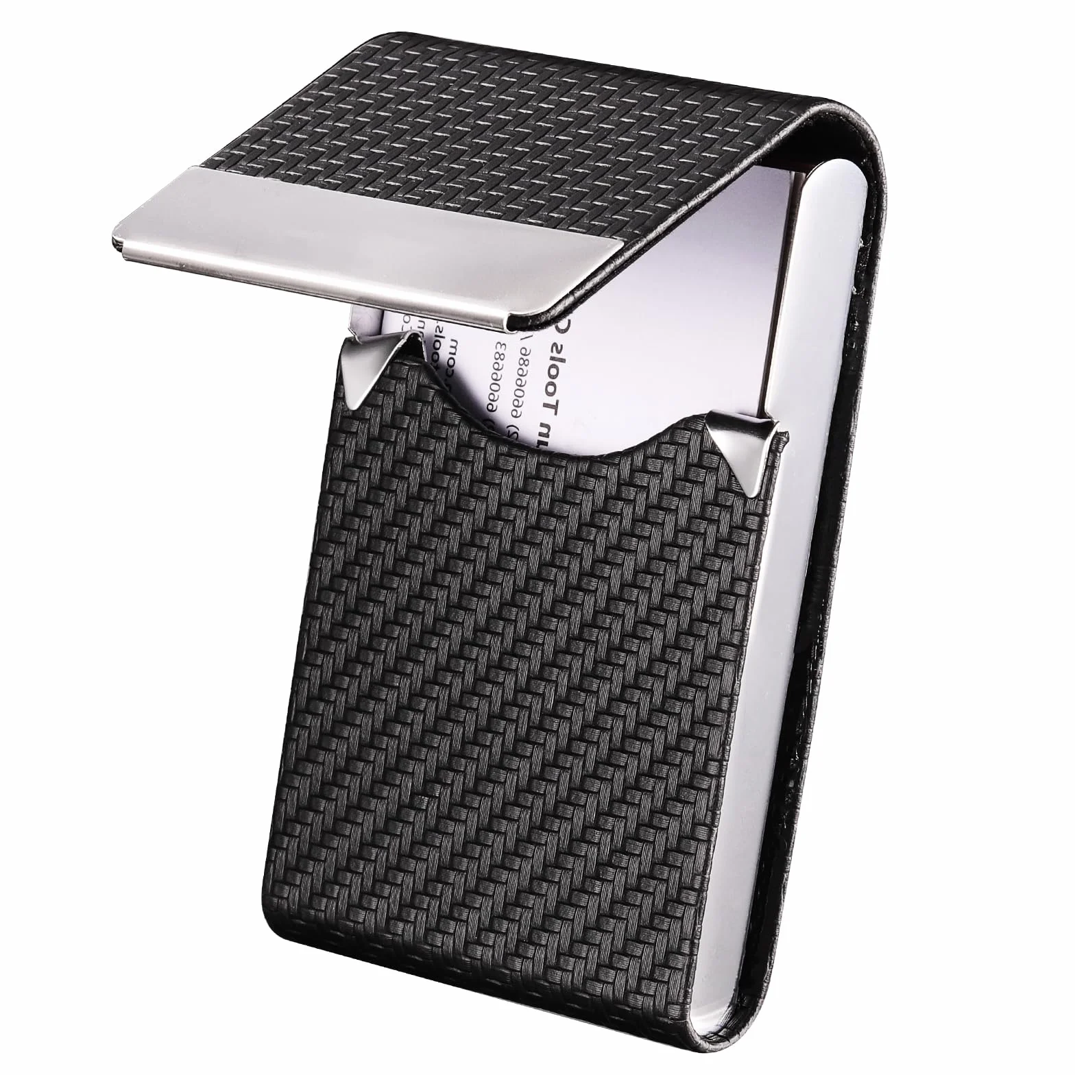 Etui na wizytówki, skóra PU, kieszeń na wizytówki, dla kobiet i mężczyzn, metalowe etui na karty, ze stali nierdzewnej, wizytówki, z zapięciem magnetycznym, do podróży i pracy