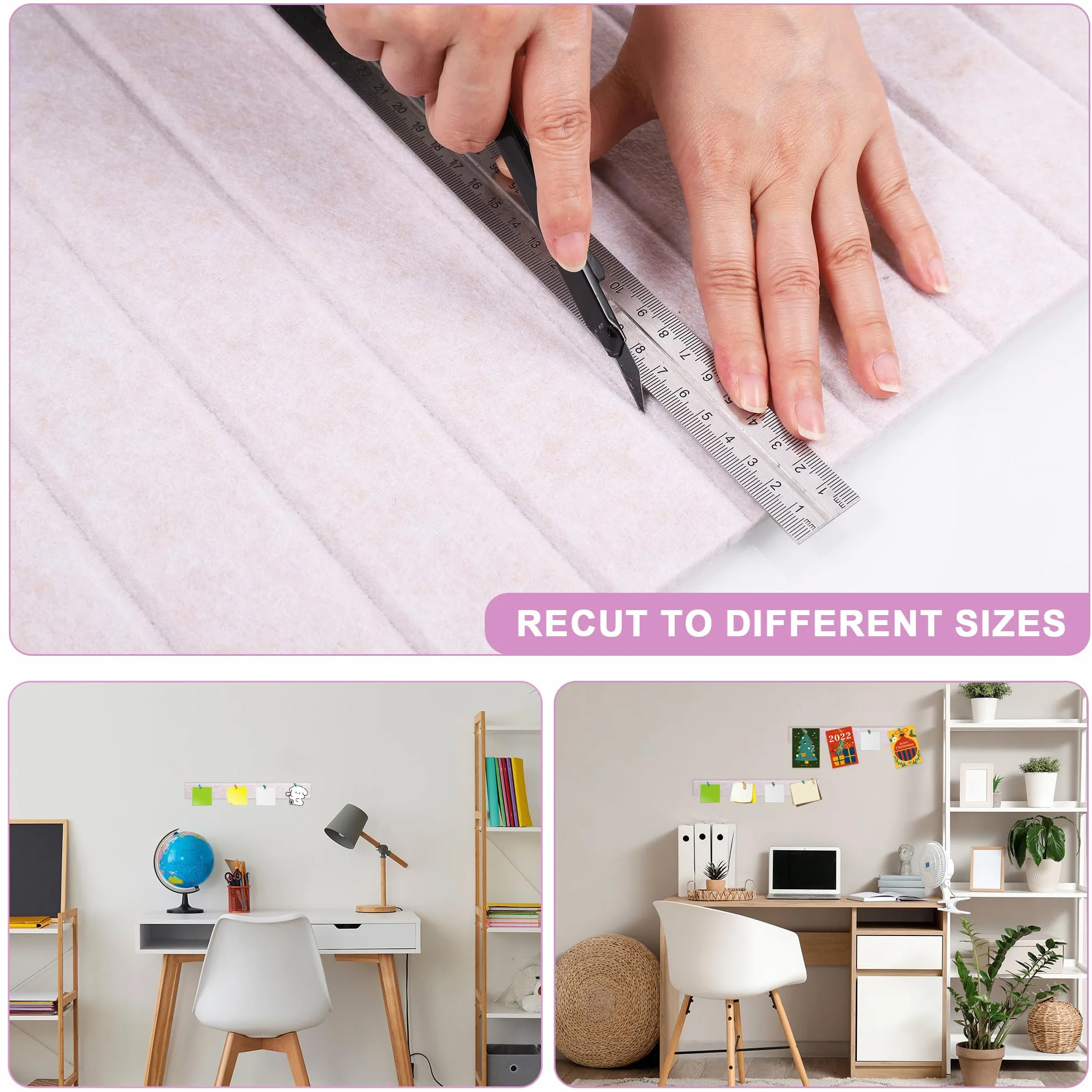 Tablica ogłoszeń korkowych 40 x 60 cm filcowa z taśmą samoprzylepną grubość 9 mm do biura