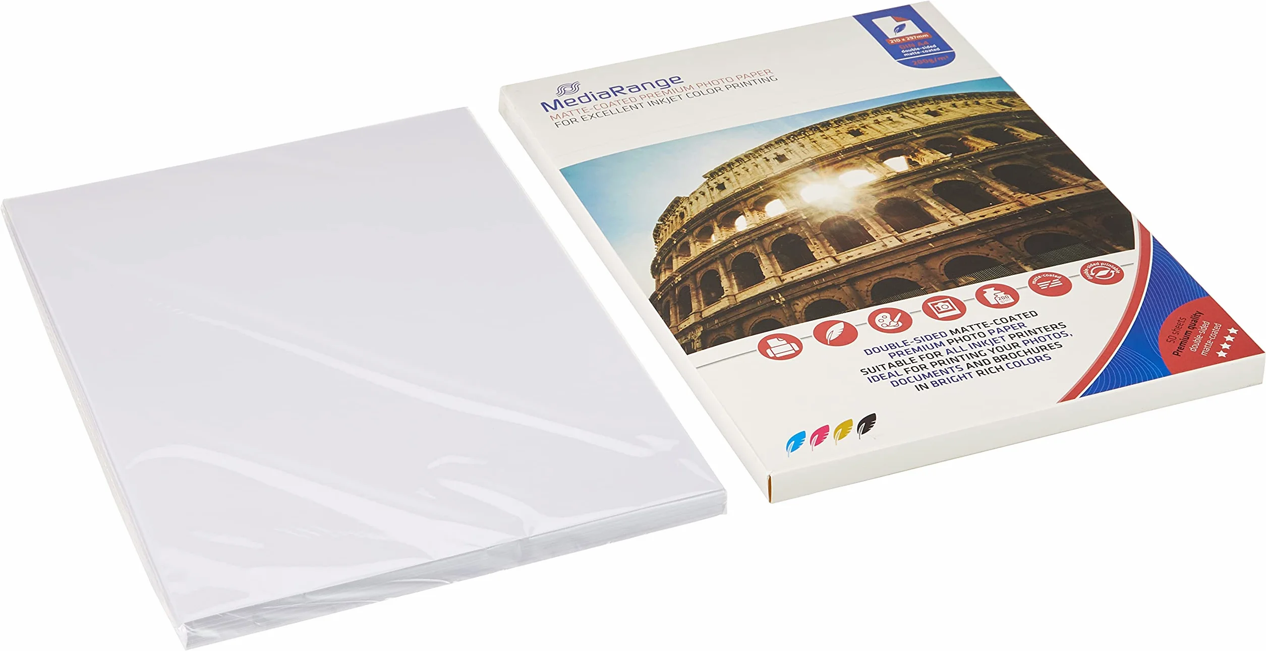 MEDIARANGE Biały papier fotograficzny A4, 50 arkuszy 200 g, matowy, 1 sztuka