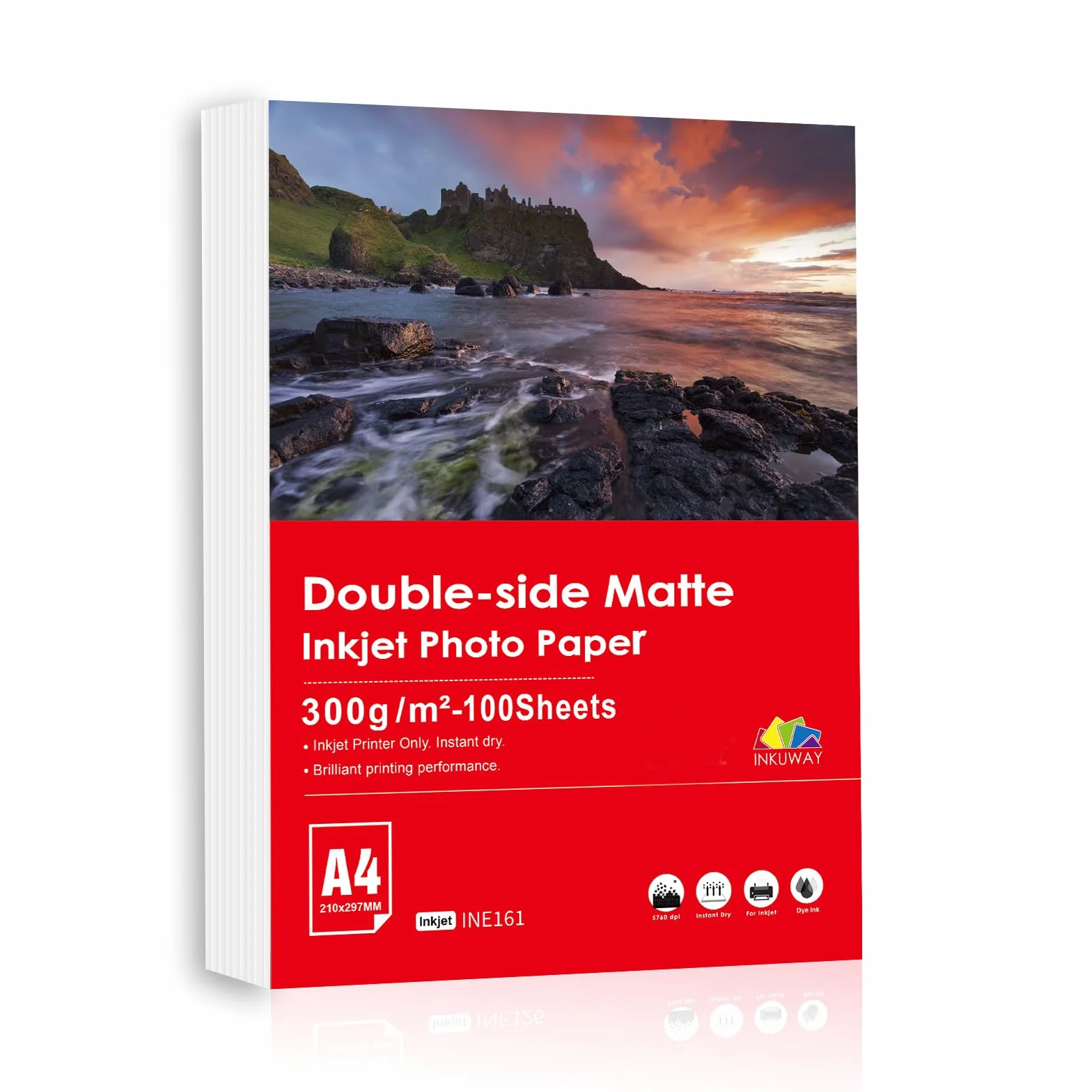 A3/A4 300 g/m², dwustronny, matowy, grubego ciężkiego papieru fotograficznego – atramentowy do menu, kalendarza, druku (A4, 300 g/m² x 100 ark.)