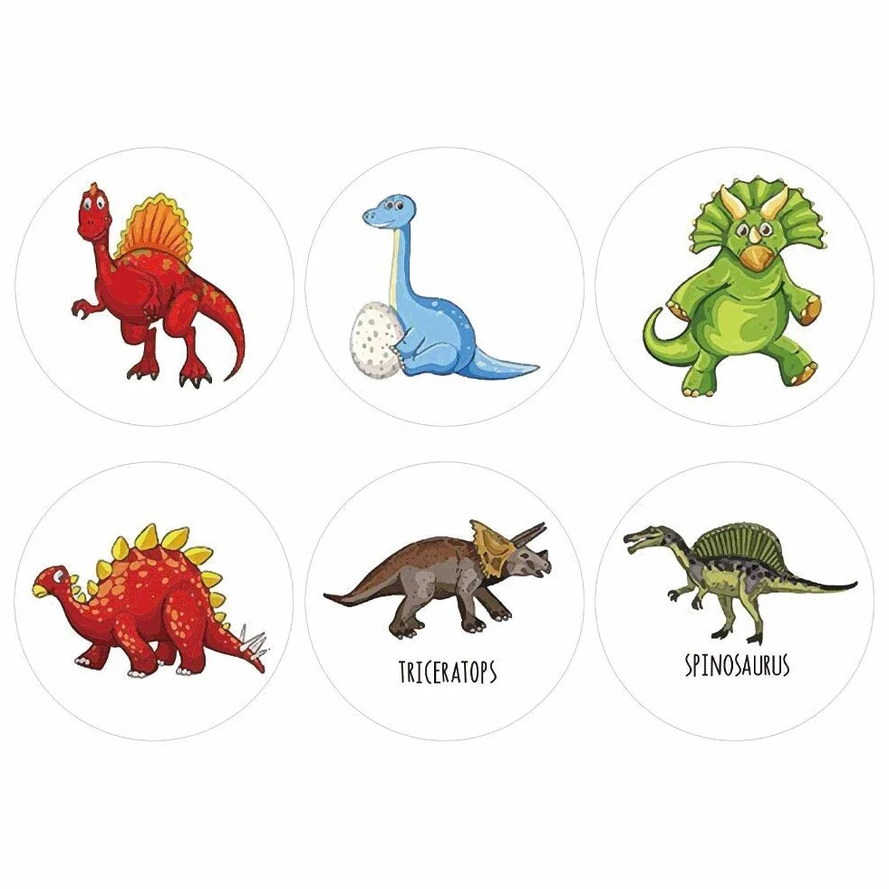 500 szt. okrągłe naklejki z dinozaurem dla dzieci nauczyciela naklejki nagroda artykuły szkolne zwierzę motywacja rolka naklejka nocnik naklejki szkoleniowe do szkoły klasy domu