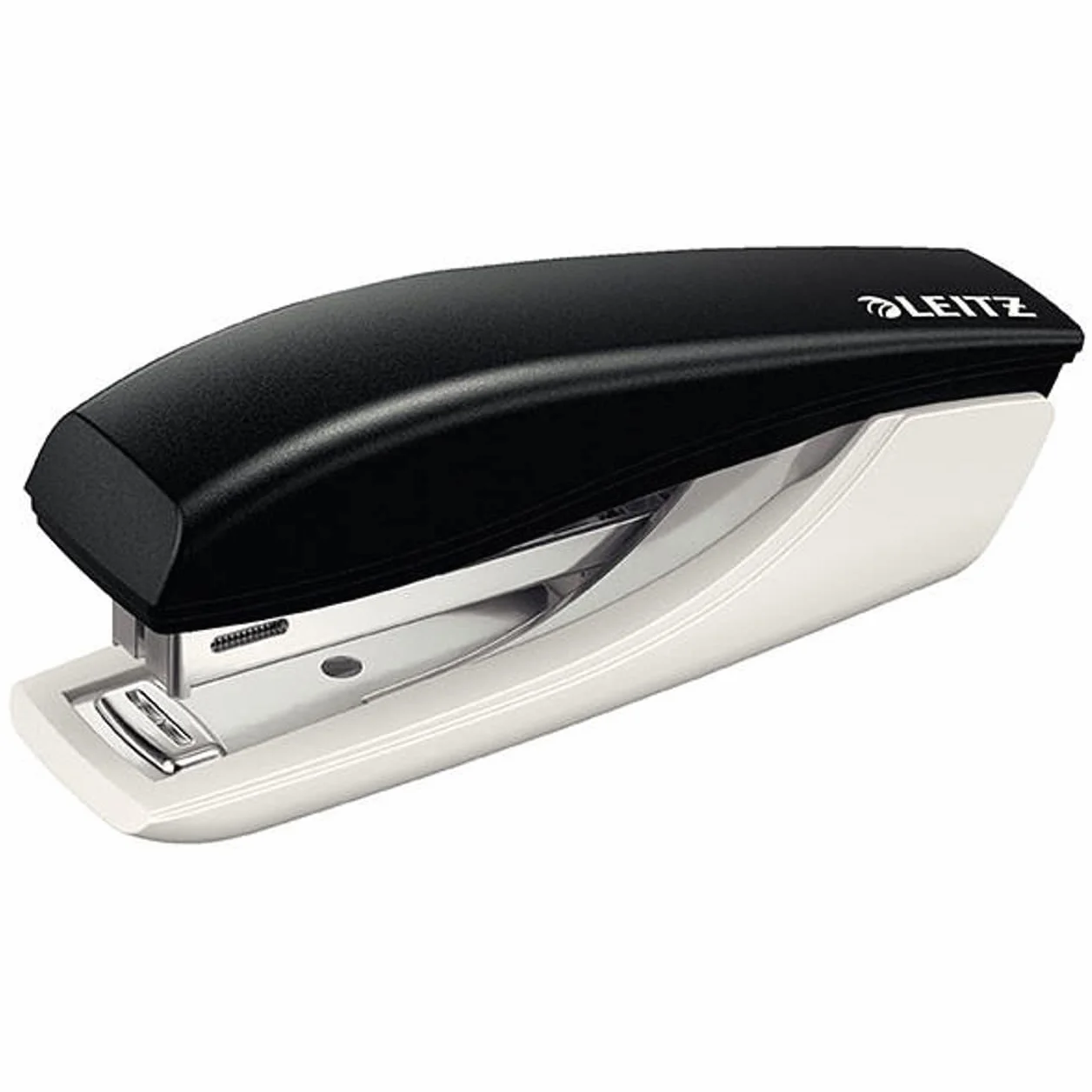 Leitz Mini zszywacz, na 10 arkuszy, ergonomiczny kształt, łącznie z pudełkiem na zszywki, czarny, seria NeXXt, 55176095